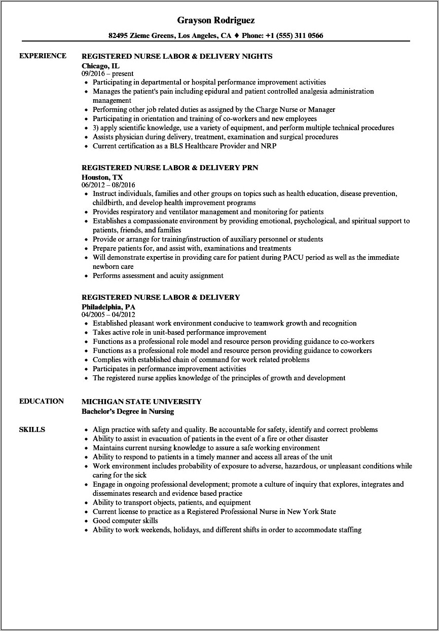 Resume Objective For Ob Nurse