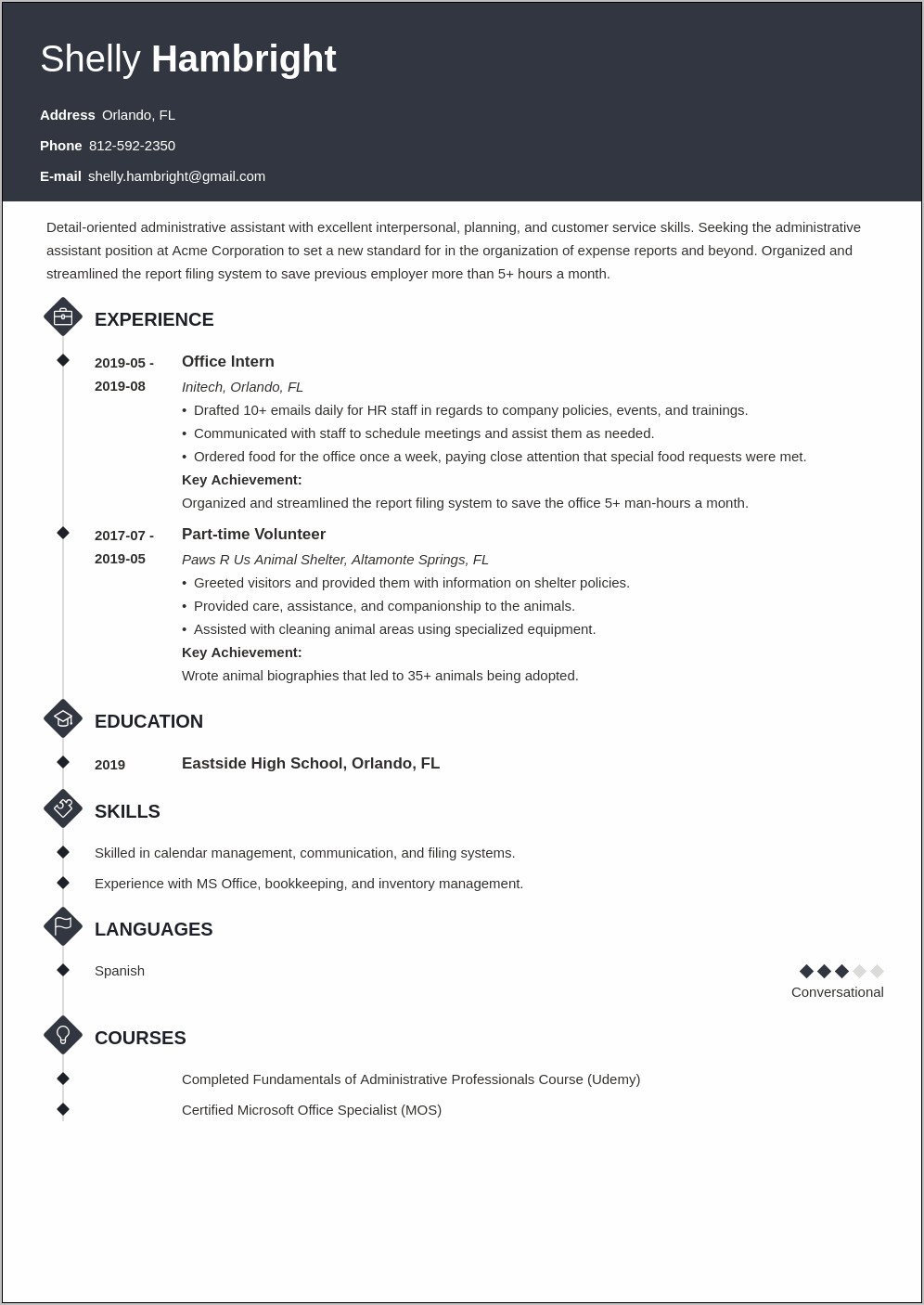 Resume Objective For Office Position
