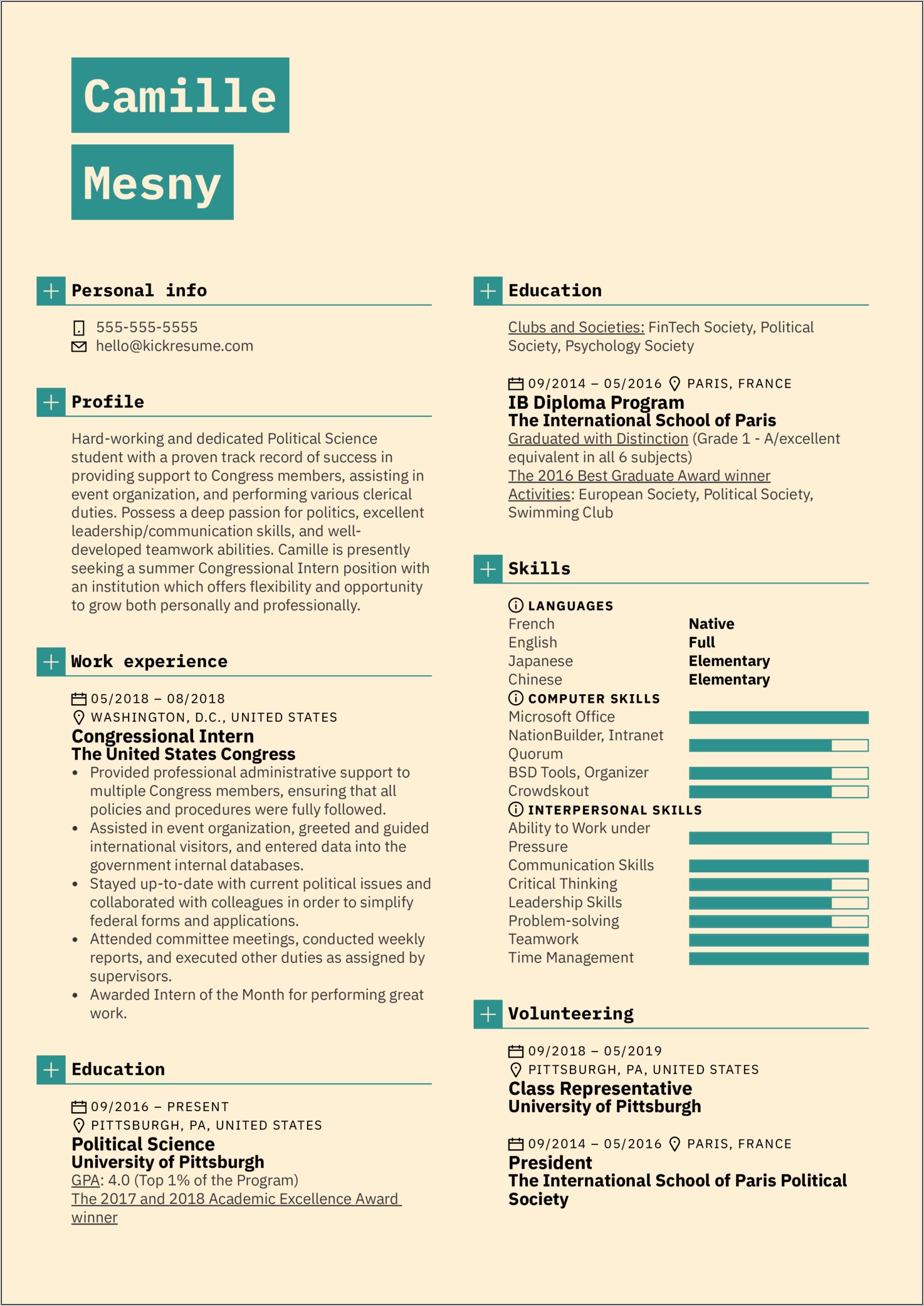 Resume Objective For Political Position