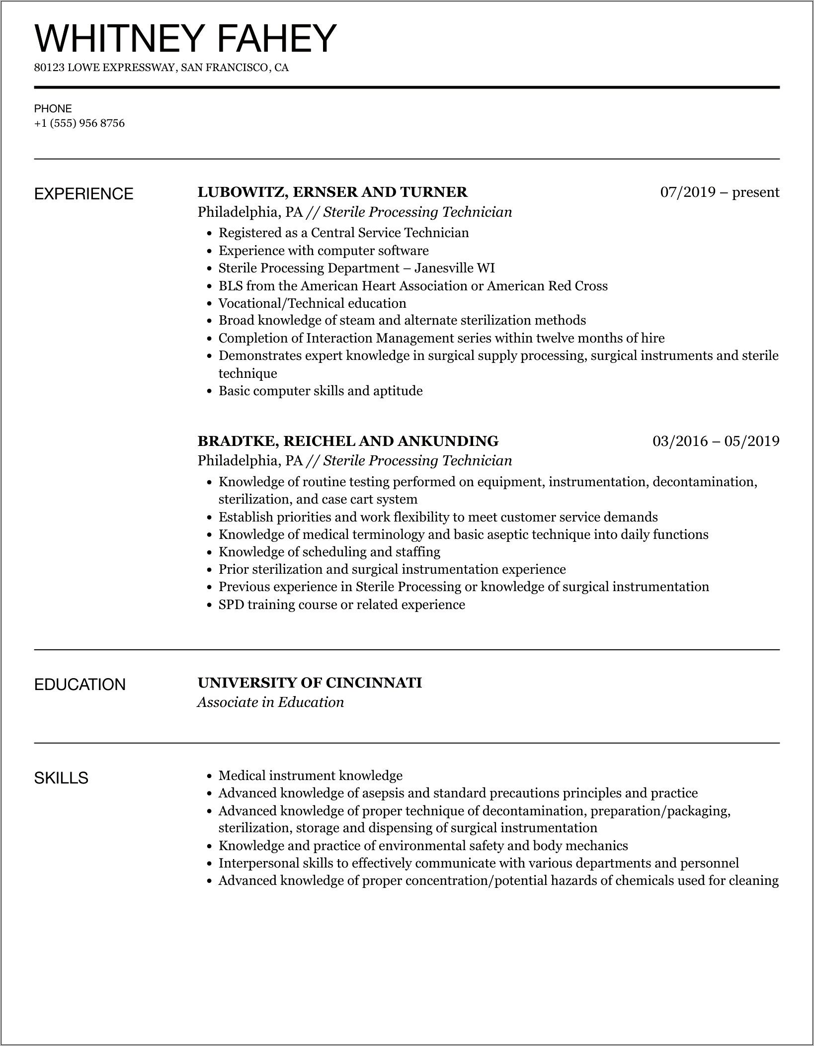 Resume Objective For Process Technician