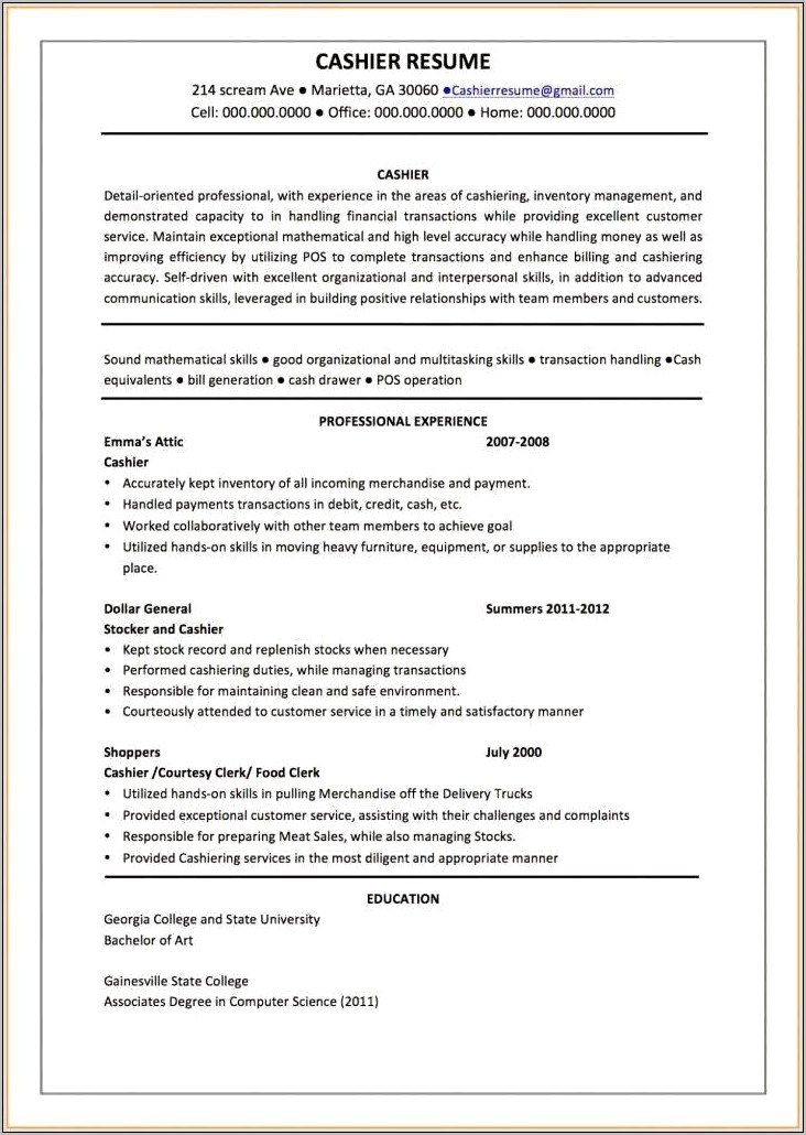Resume Objective While In College