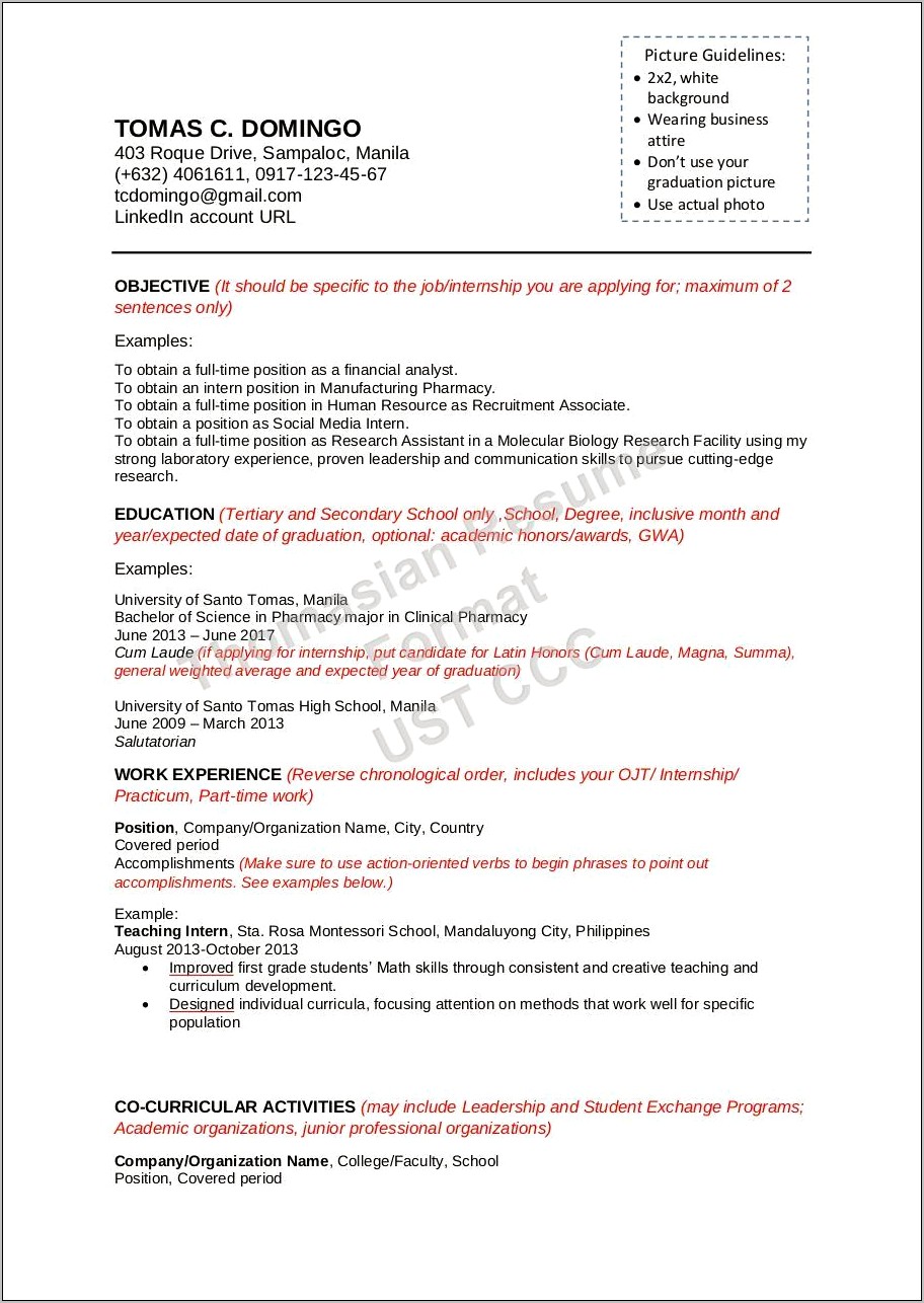 Resume Pattern For Job Pdf