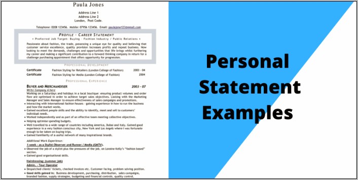 Resume Personal Statement Examples Law