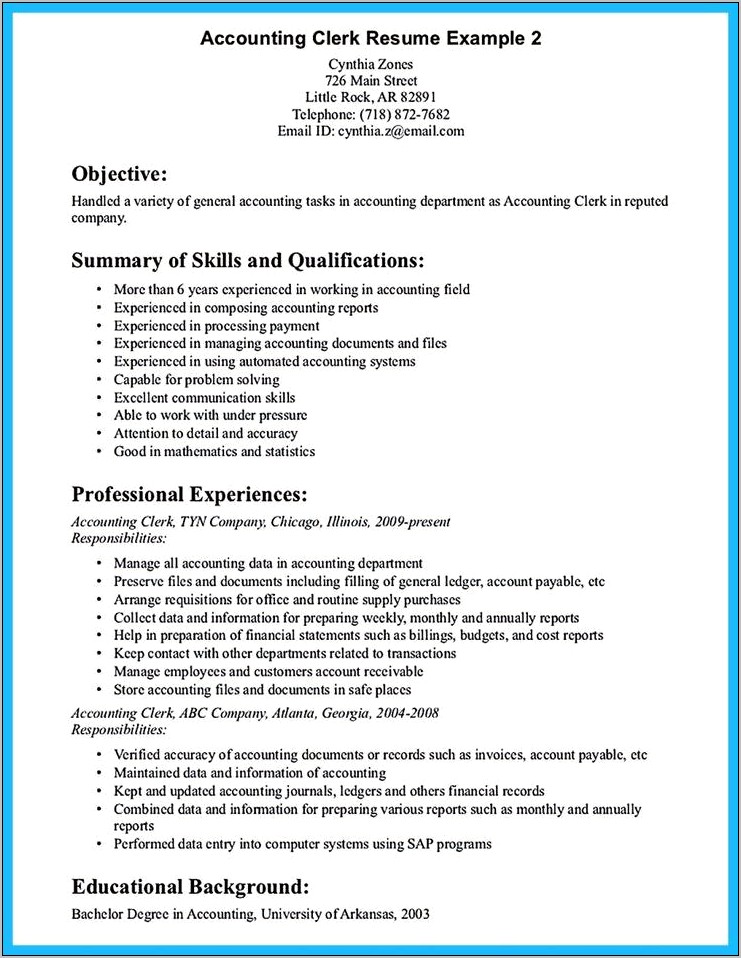 Resume Sample Attention To Detail