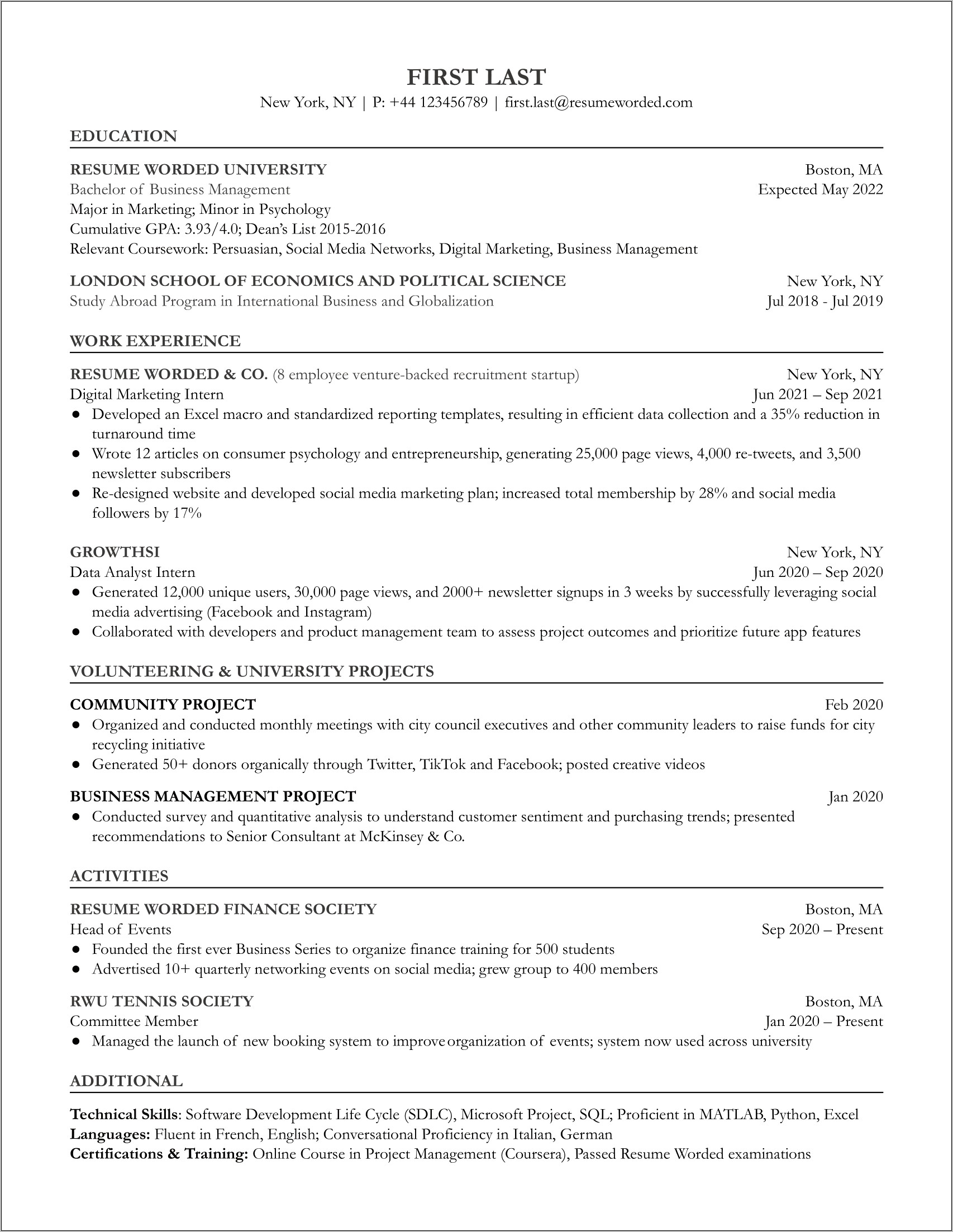 Resume Summary Samples For Marketing