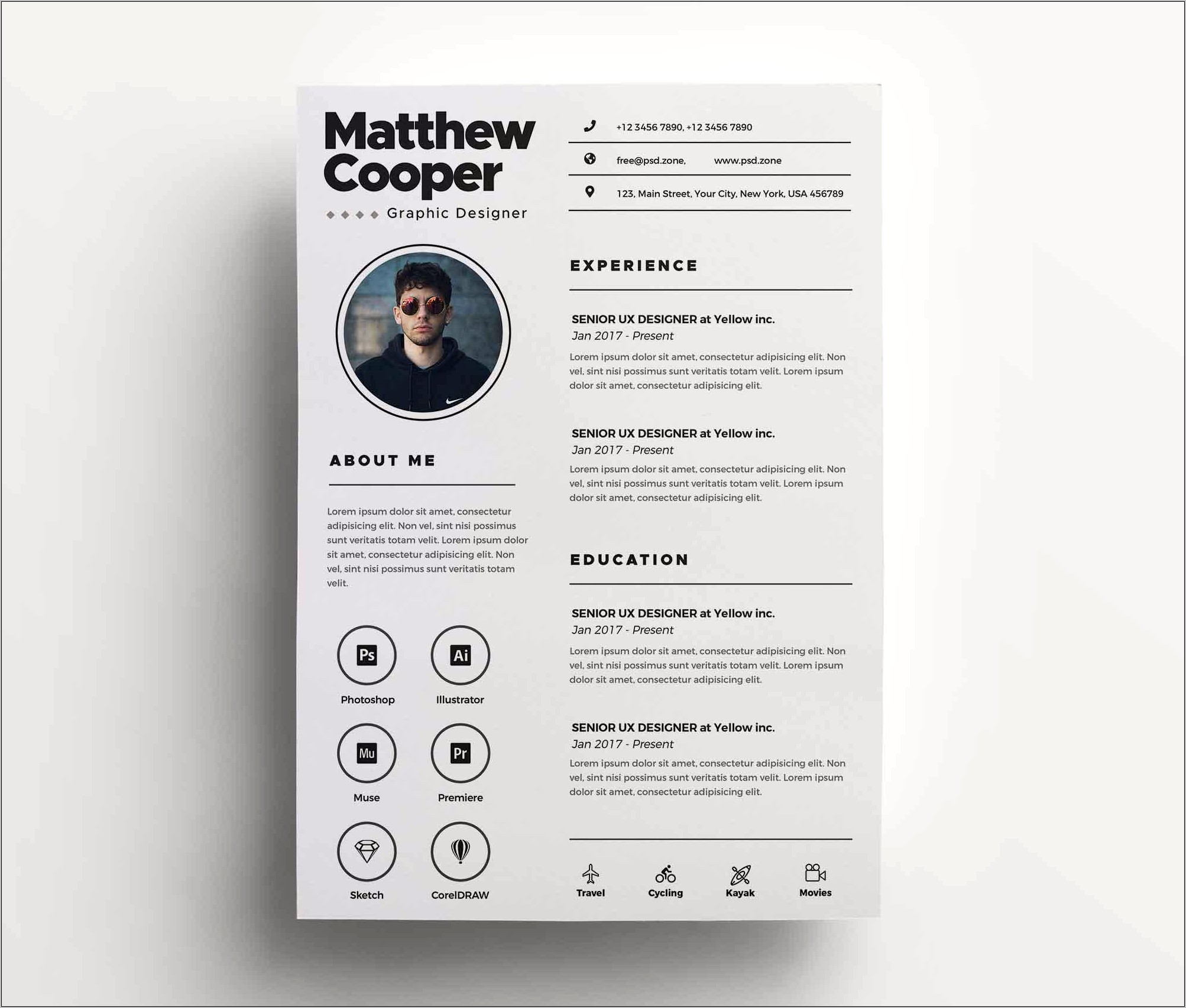 Resume Template Download Free Psd