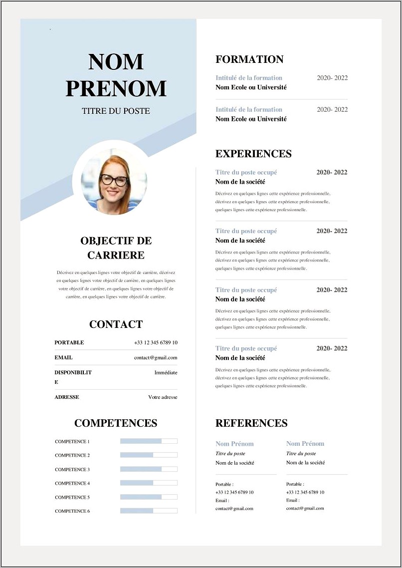 Resume Template Free With Picture