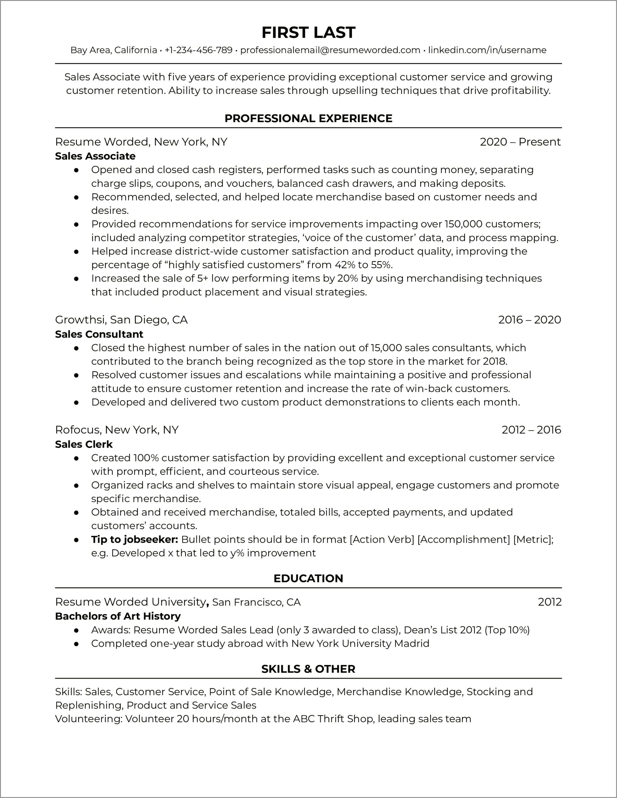 Sales Achievement Examples For Resume