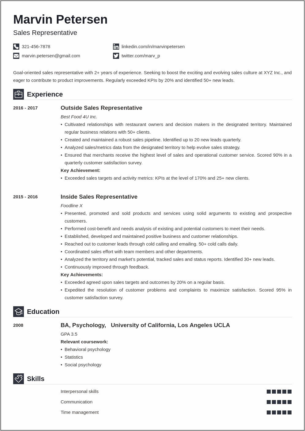 Sales Job Description Resume Example