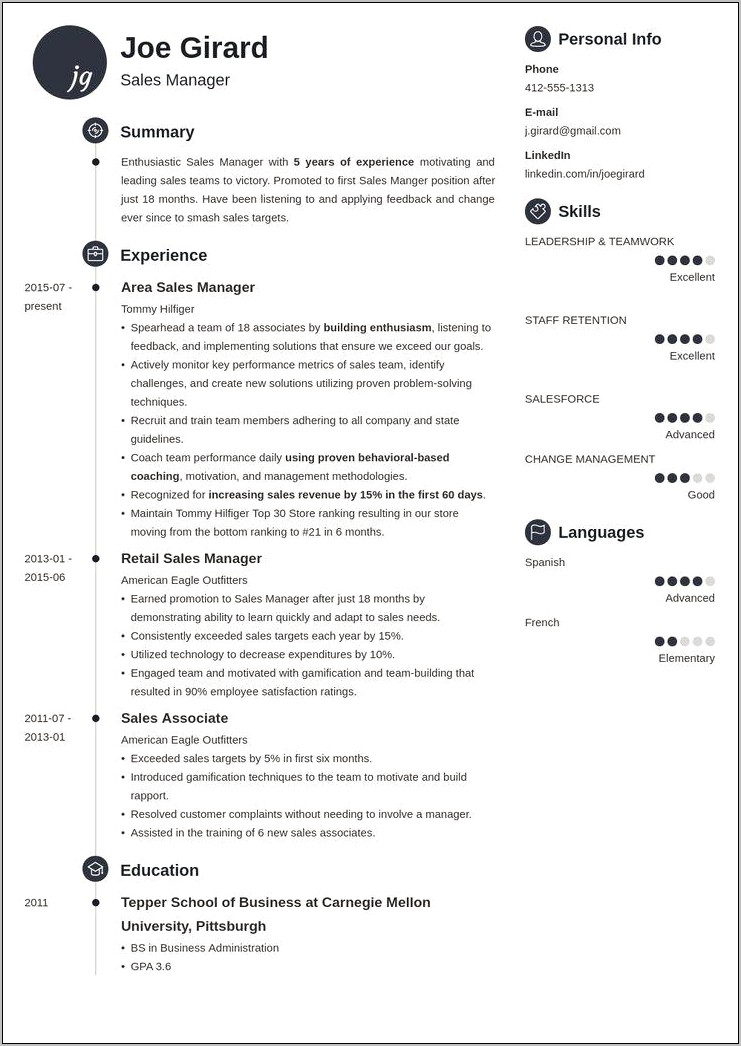 Sales Manager Resume Examples 2015
