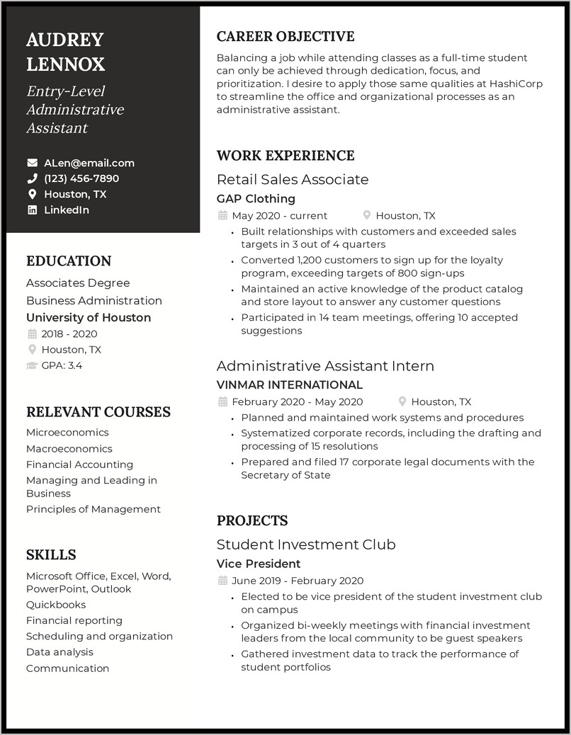 Sample Administrative Office Specialist Resume