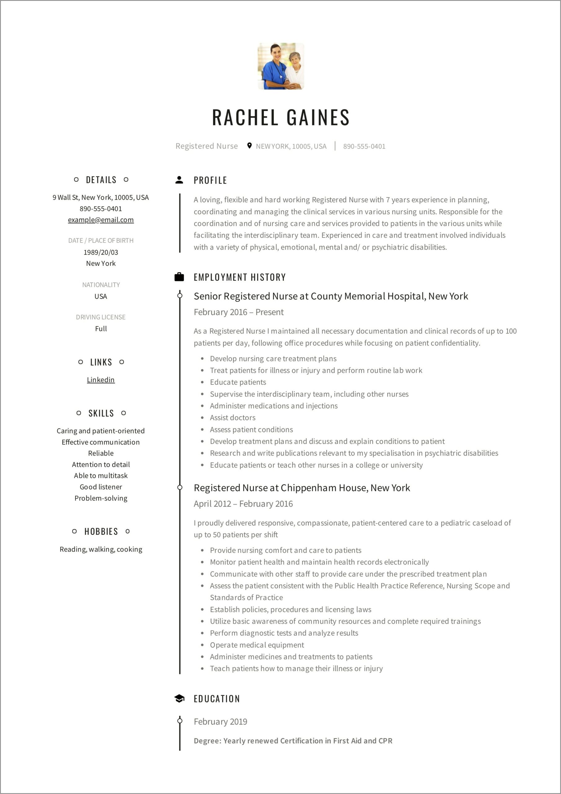 Sample Associate Degree Nursing Resume
