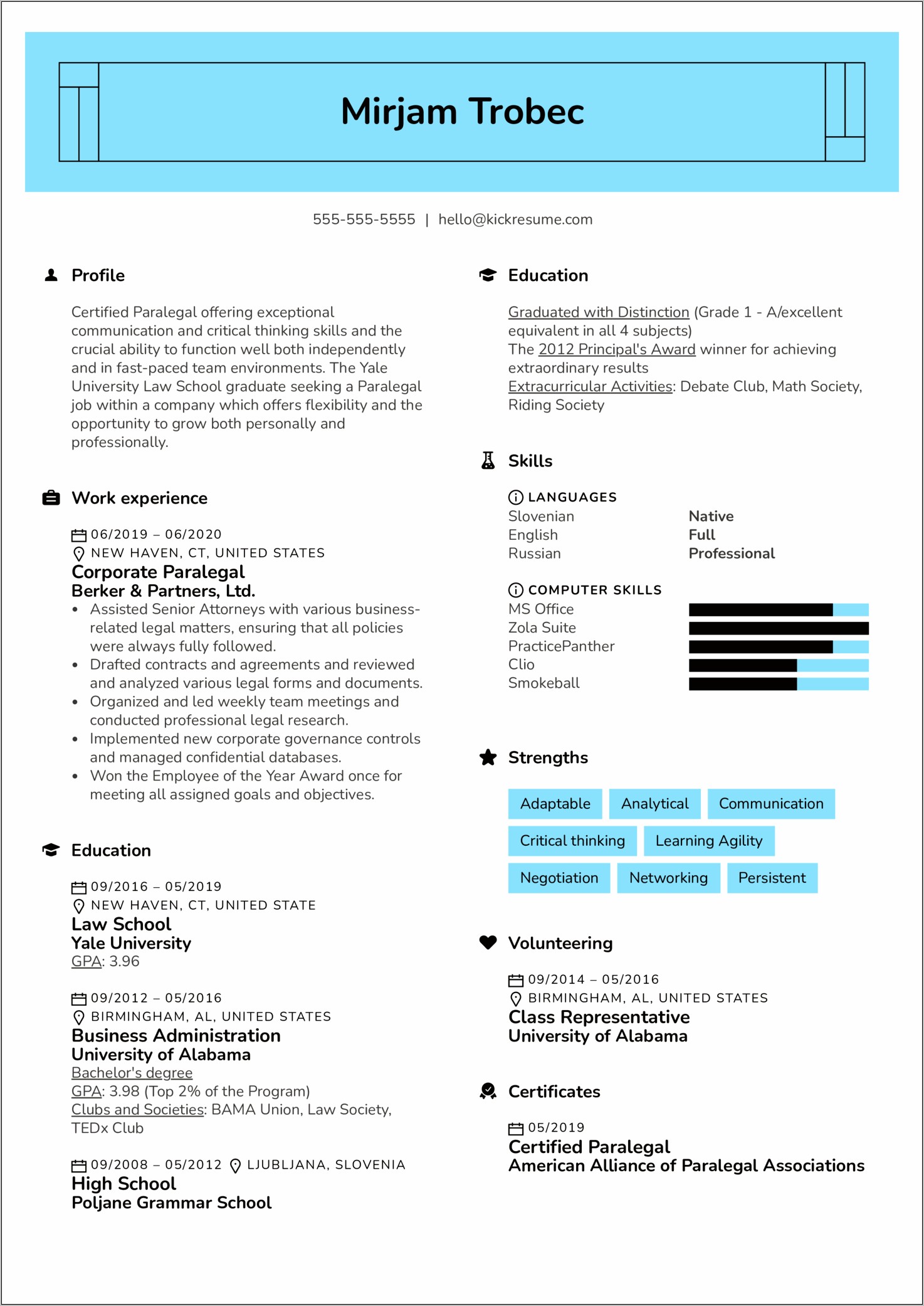 Sample Collection Law Paralegal Resume