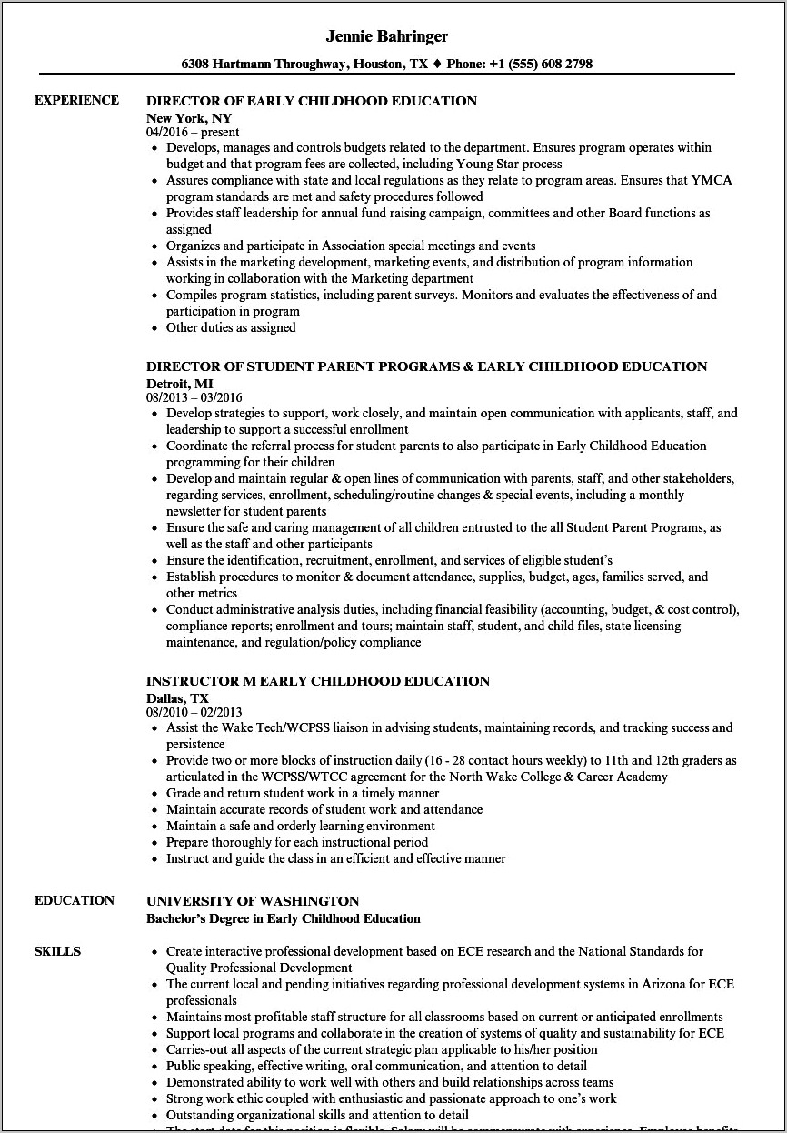 Sample Early Intervention Specialist Resumes