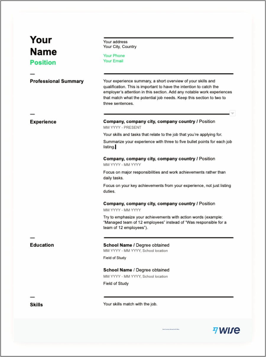 Sample Functional Resume Format.doc