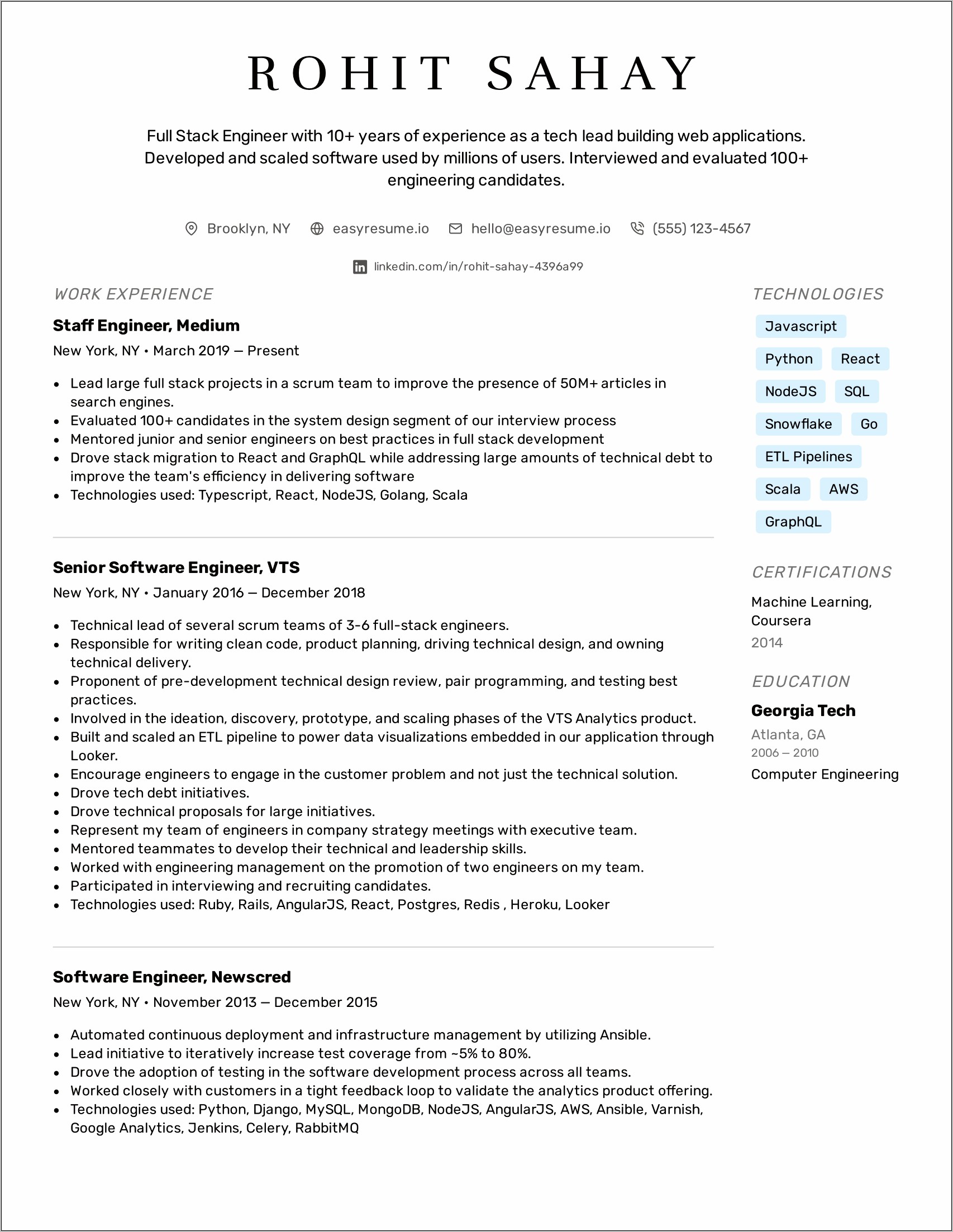 Sample Lead Java Developer Resume