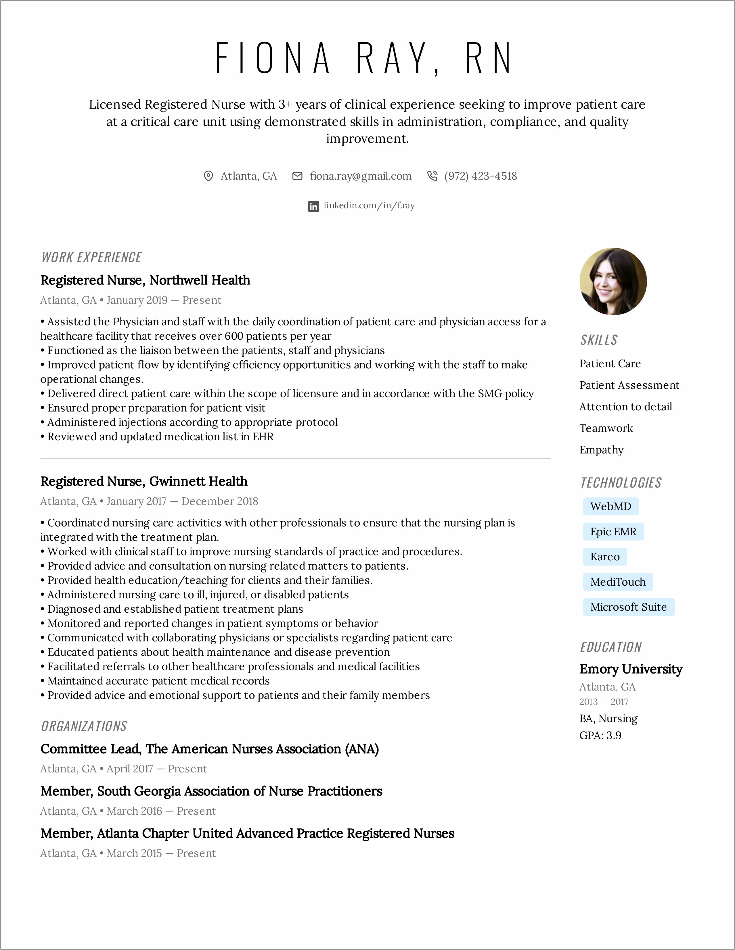 Sample Nursing Resume Word Document