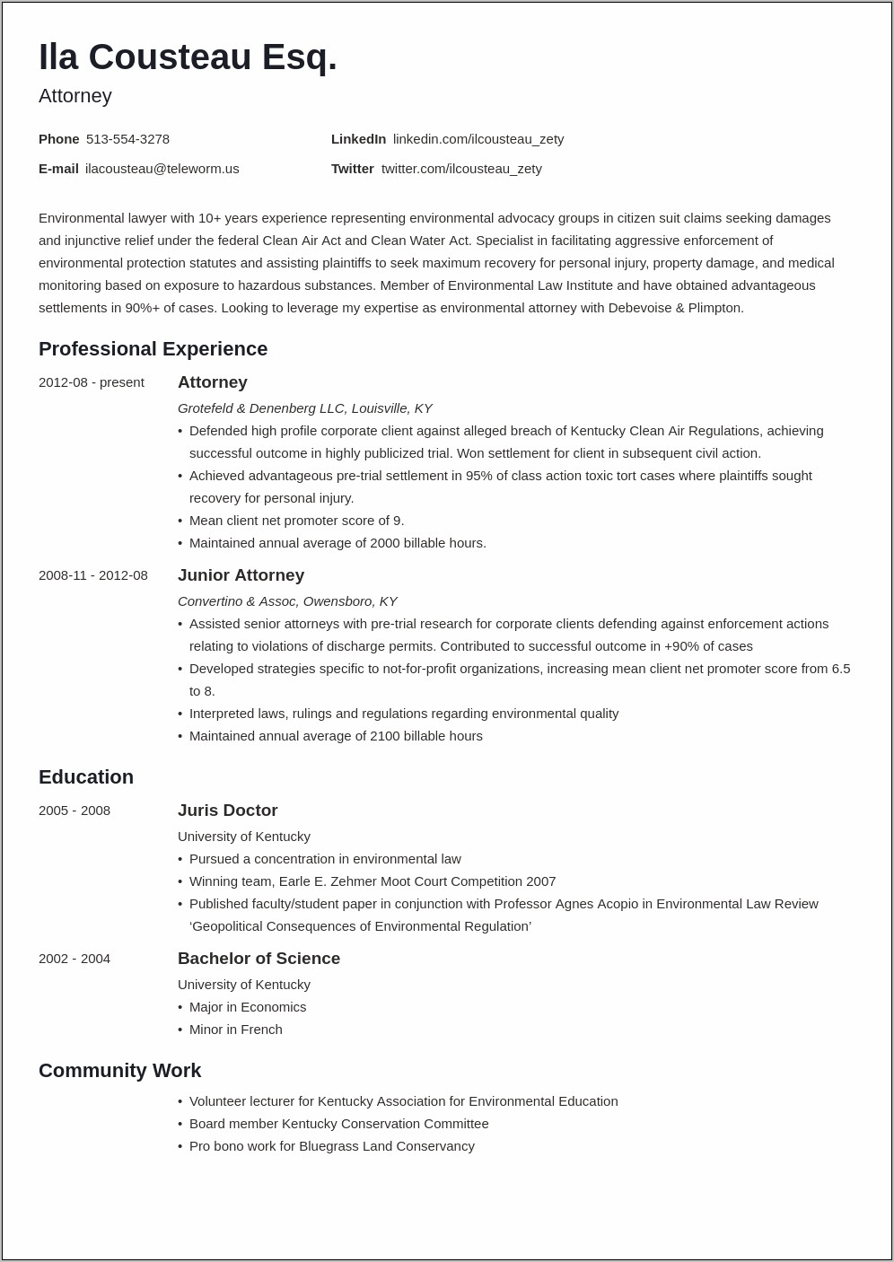 Sample Resume Assistant General Counsel