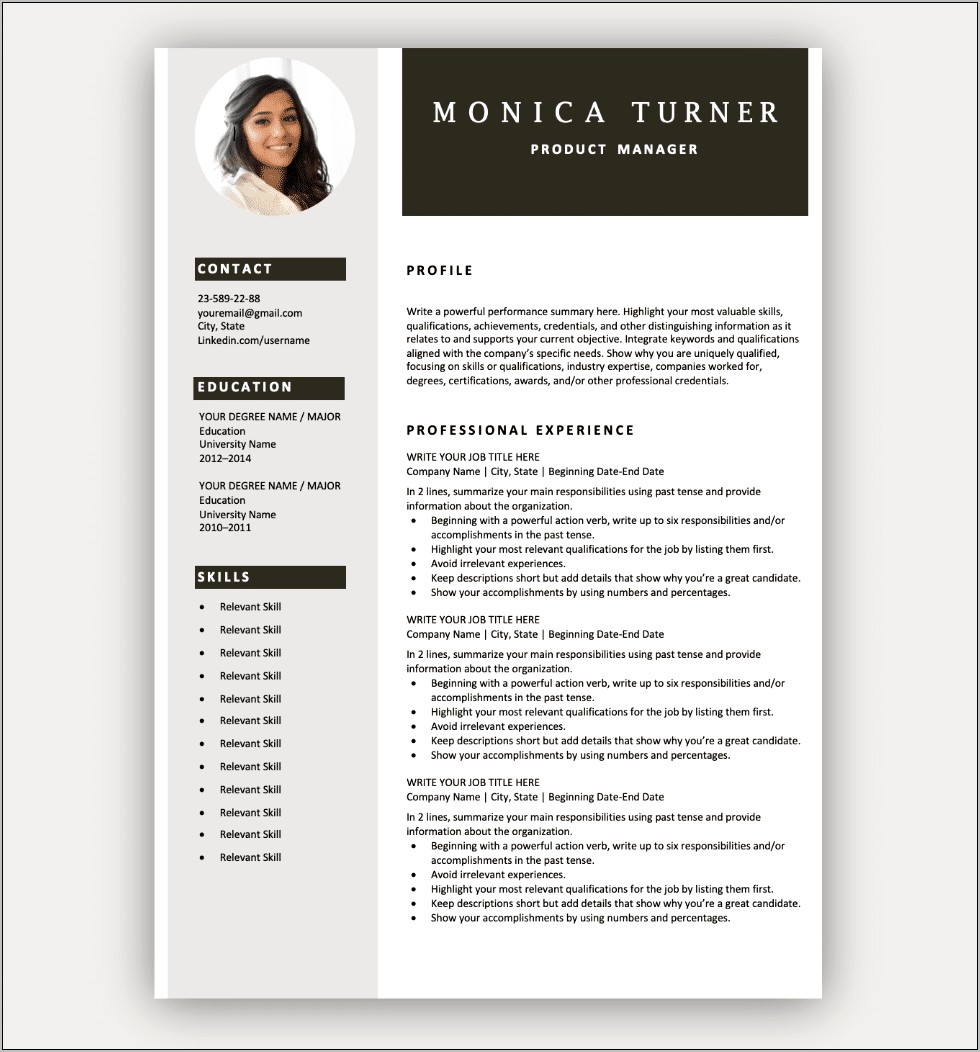 Sample Resume For Current Employer