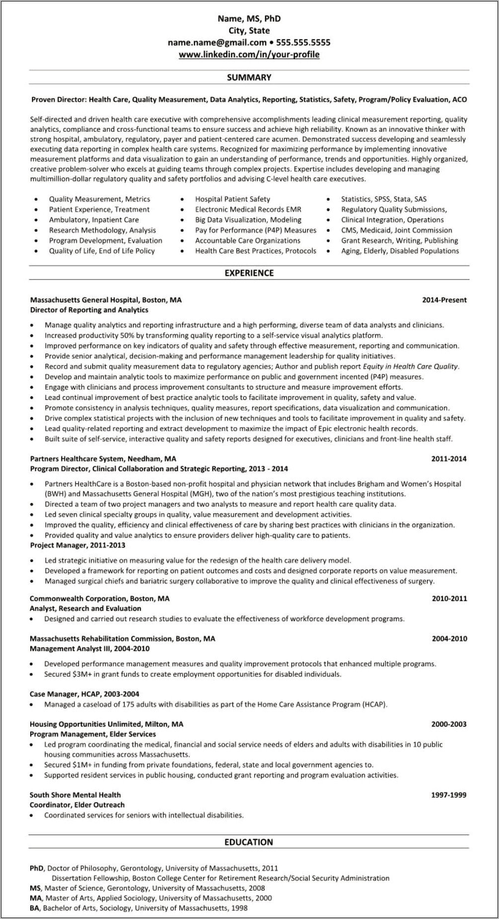 Sample Resume For Disabled Person