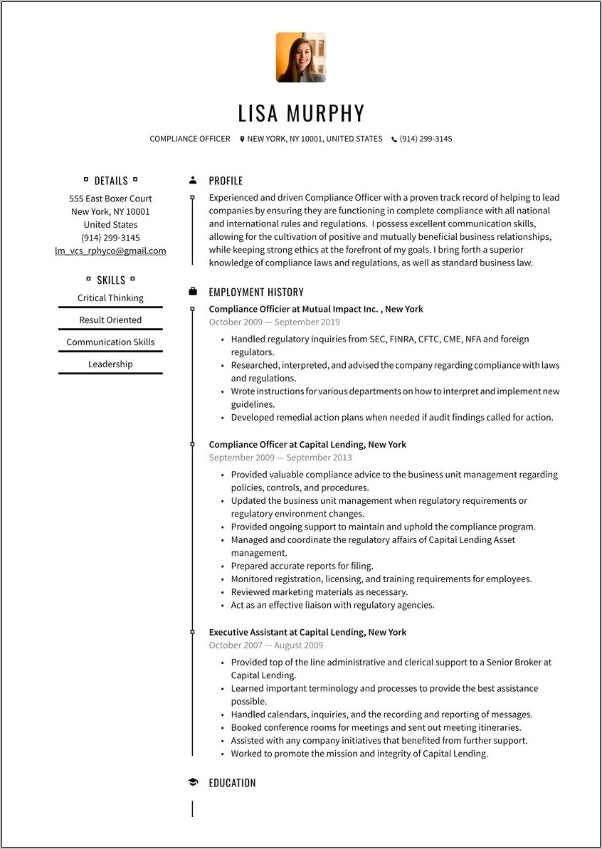 Sample Resume For Liaison Position