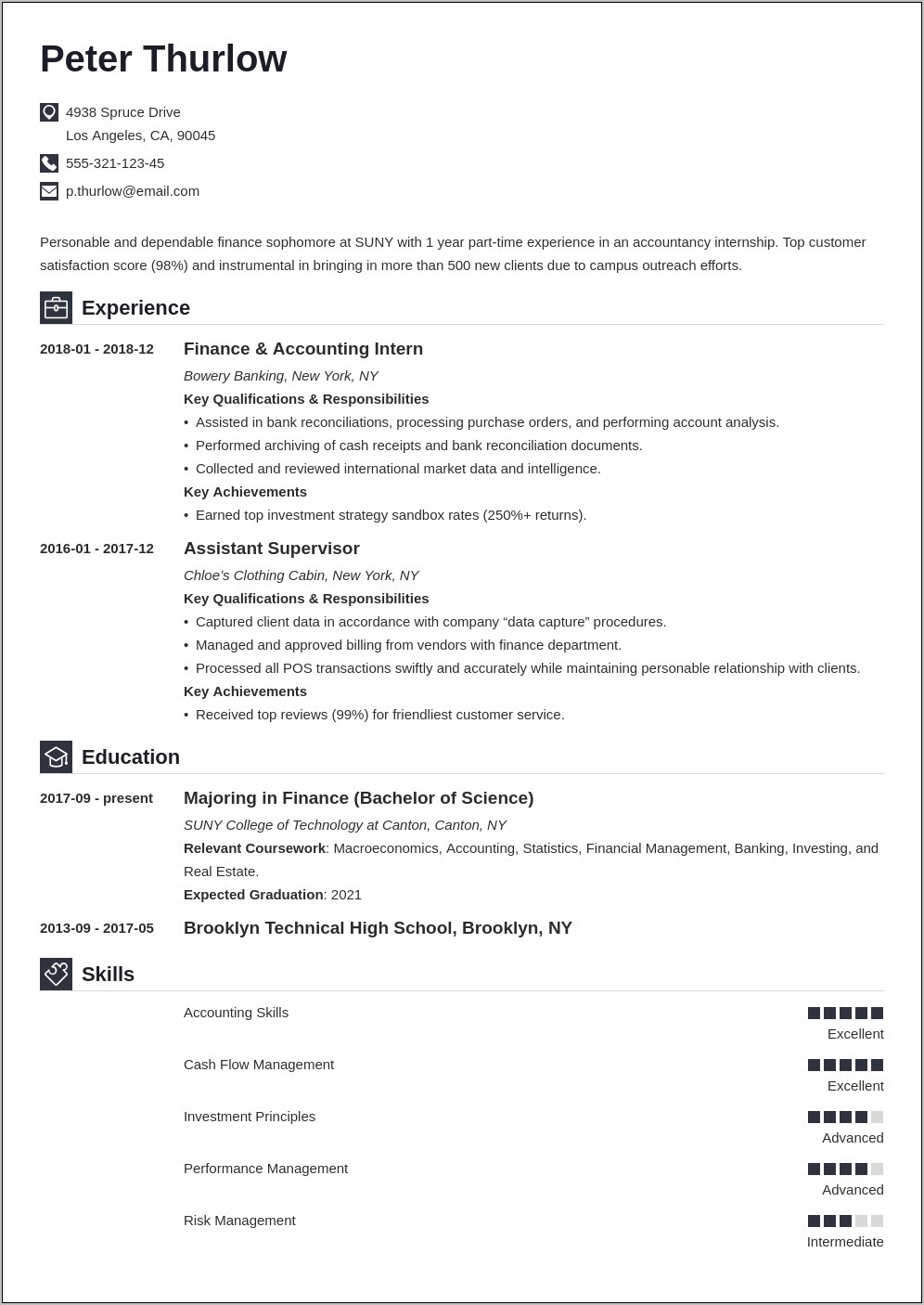 Sample Resume For Practicum Students