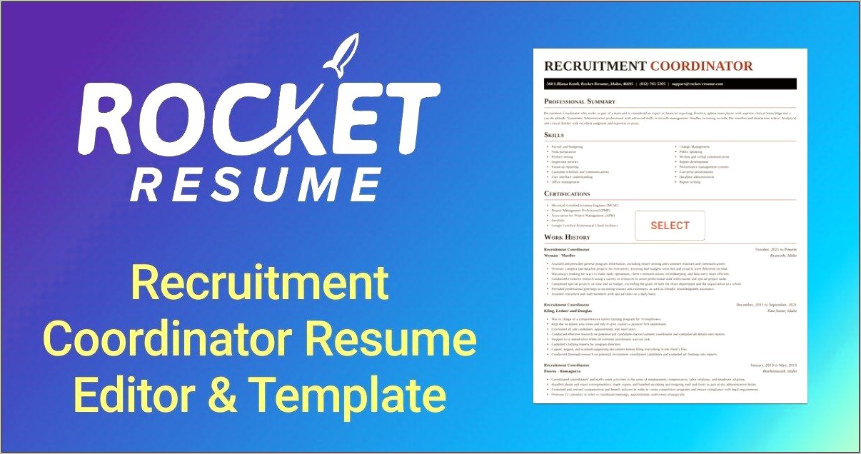 Sample Resume For Recruiting Coordinator