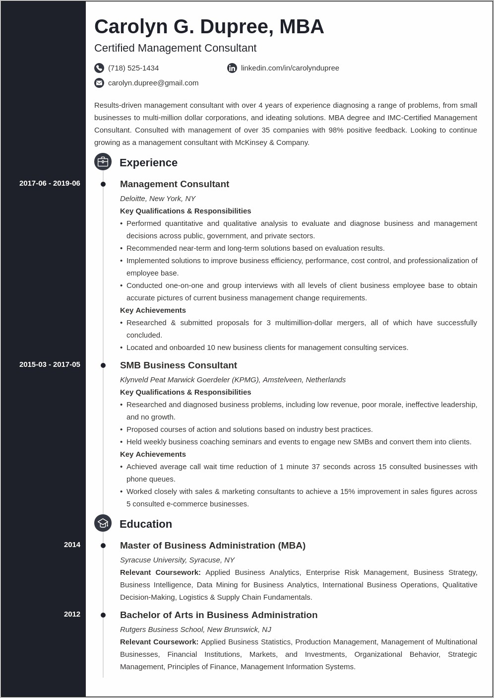 Sample Resume For Technical Consultant
