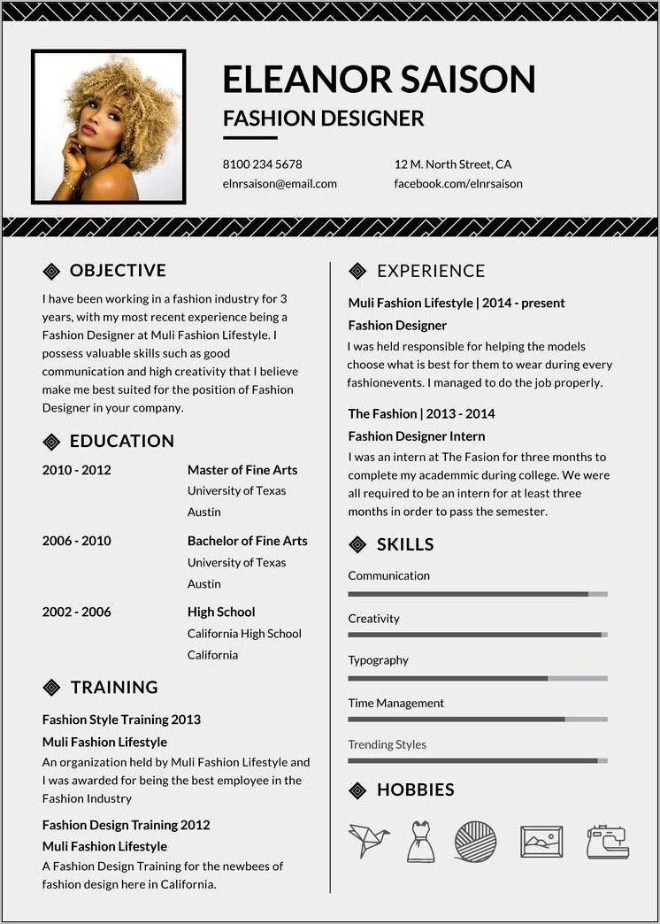 Sample Resume Of Fashion Consultant