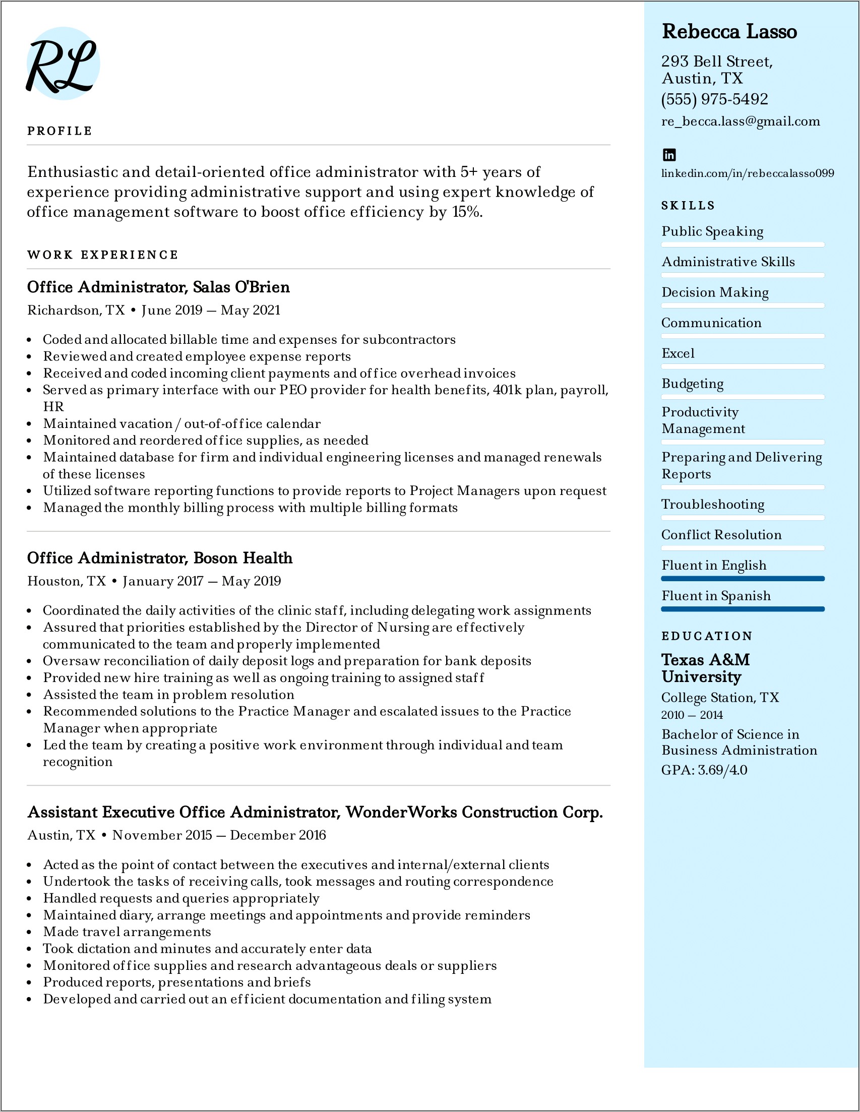 Sample Resume Office Associate Iv