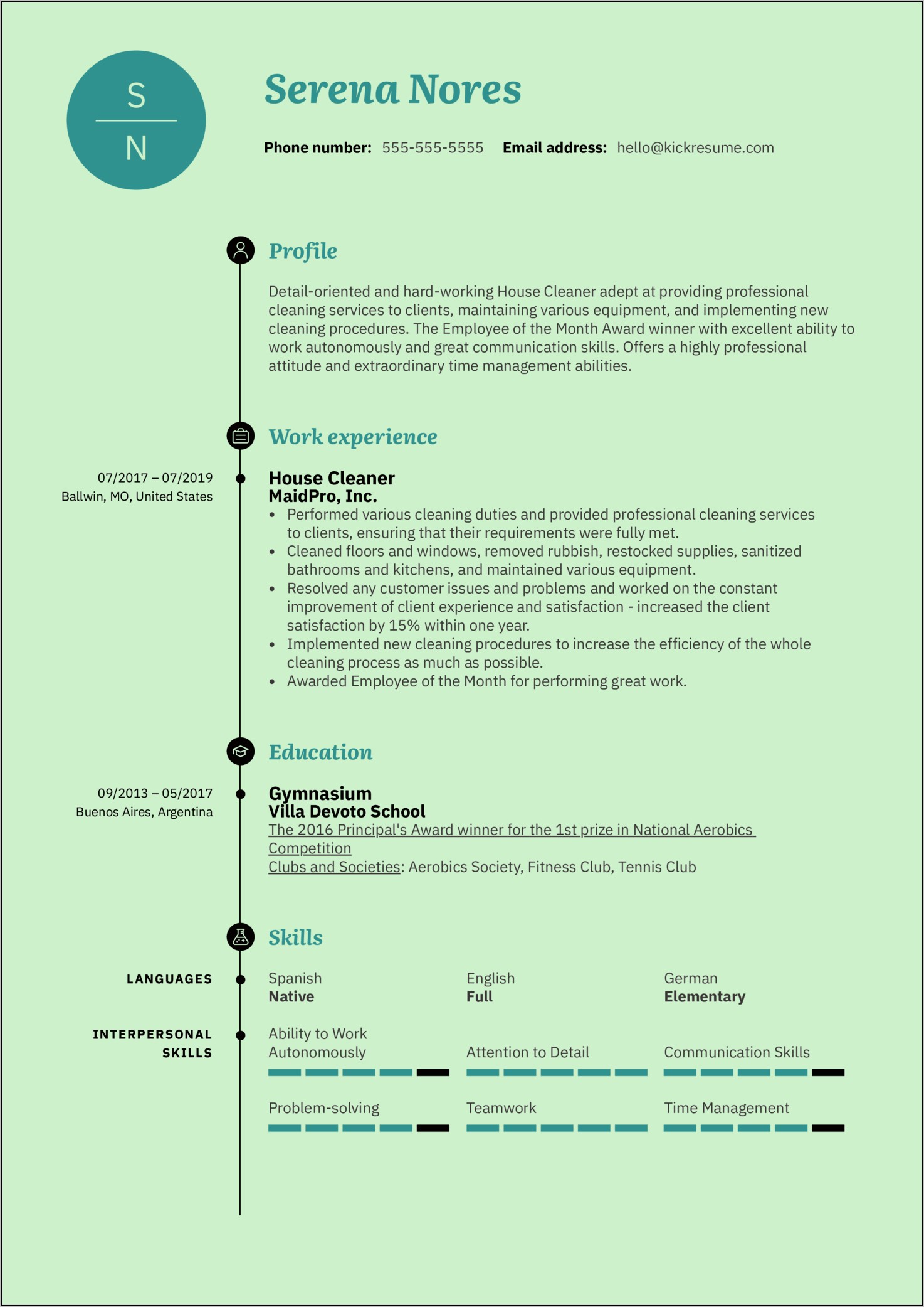 Sample Resume Owner Cleaning Company