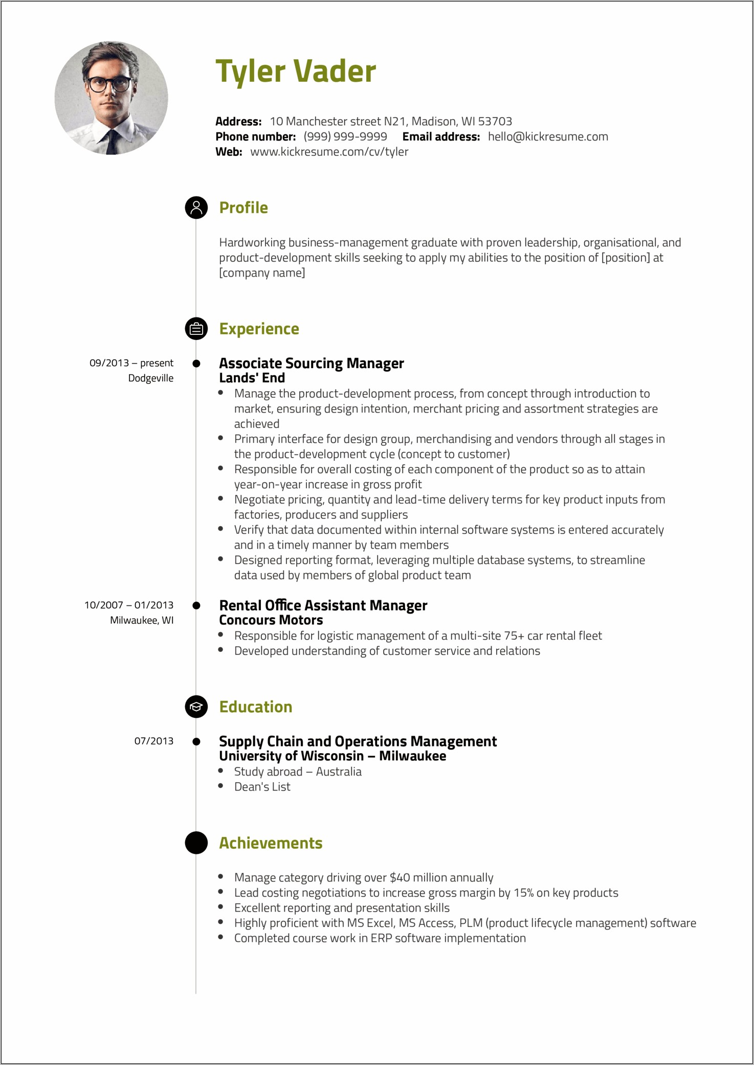 Sample Resume Profile For Students