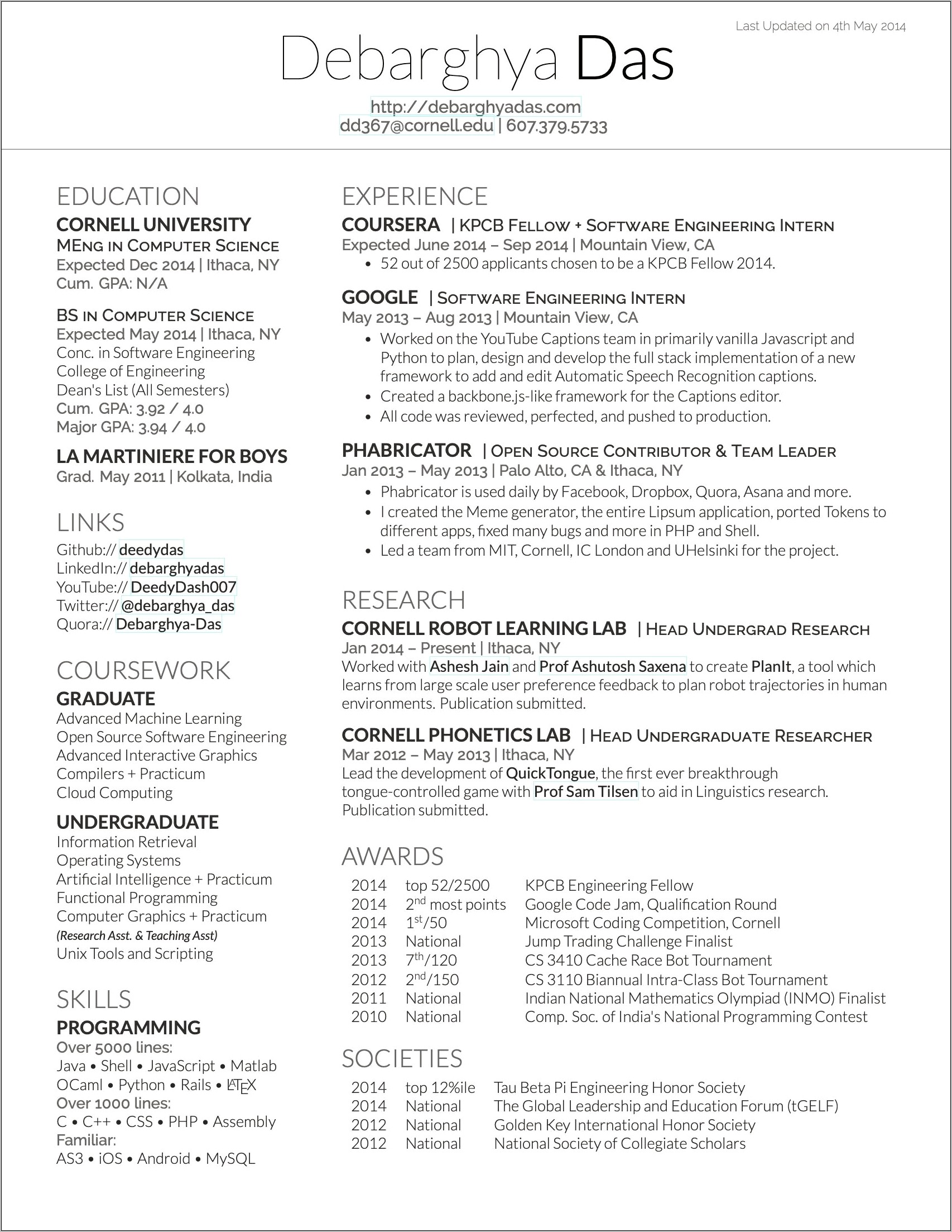 Sample Resume With Double Major