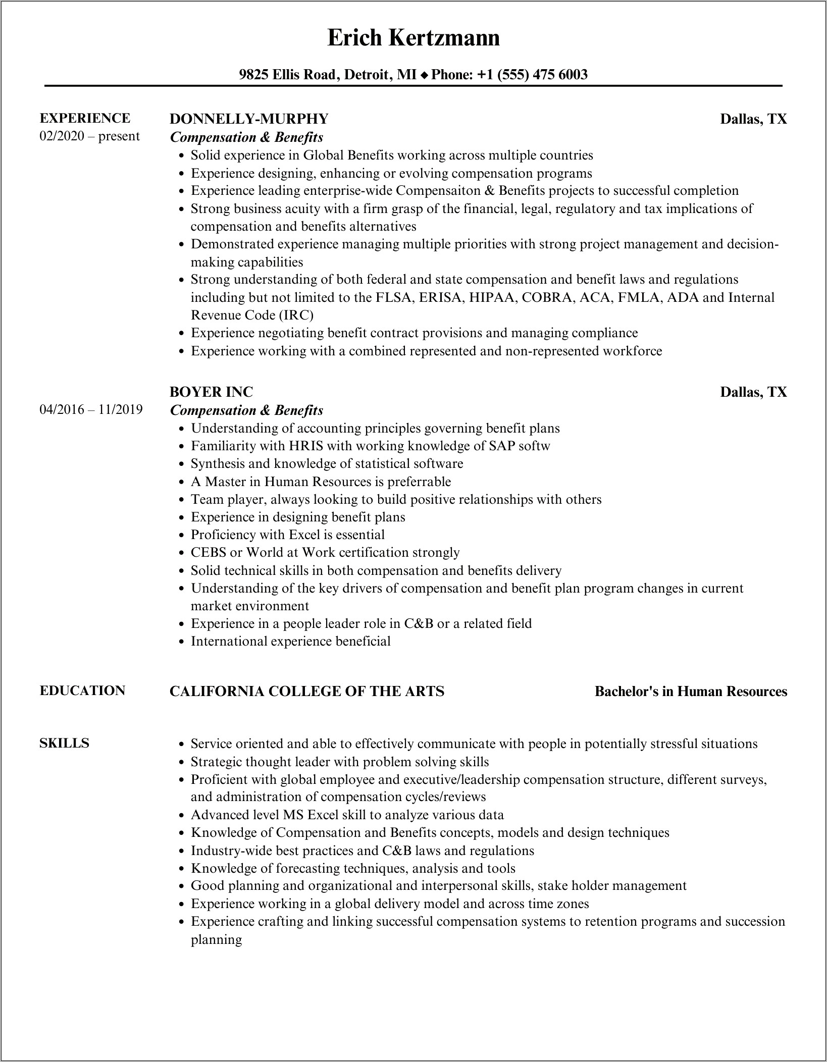 Sample Resume With Salary Expectations