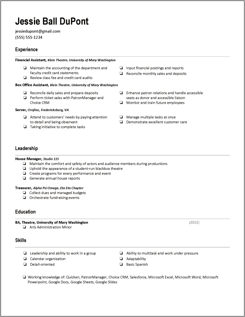 Sample Resumes For Capitol Hill