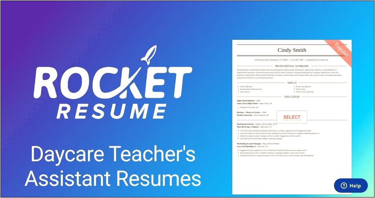 Sample Resumes For Daycare Teachers