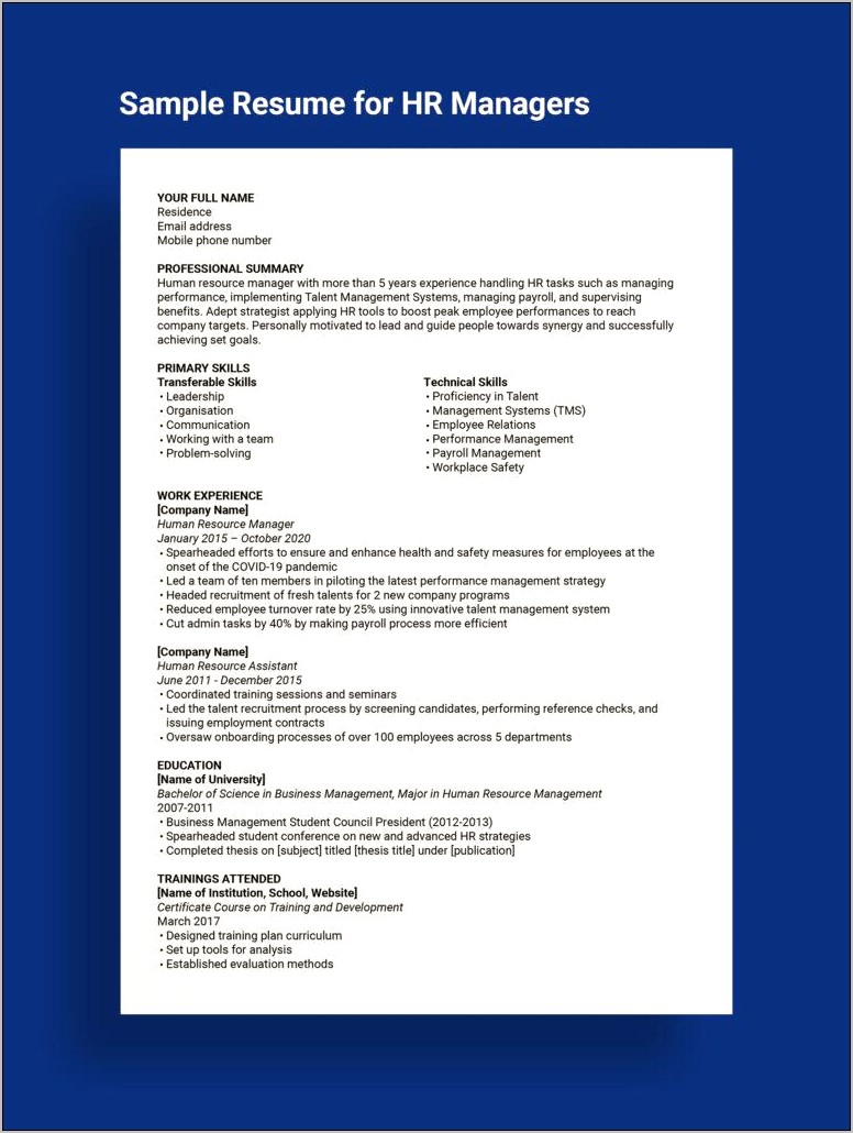 Sample Resumes For Payroll Managers