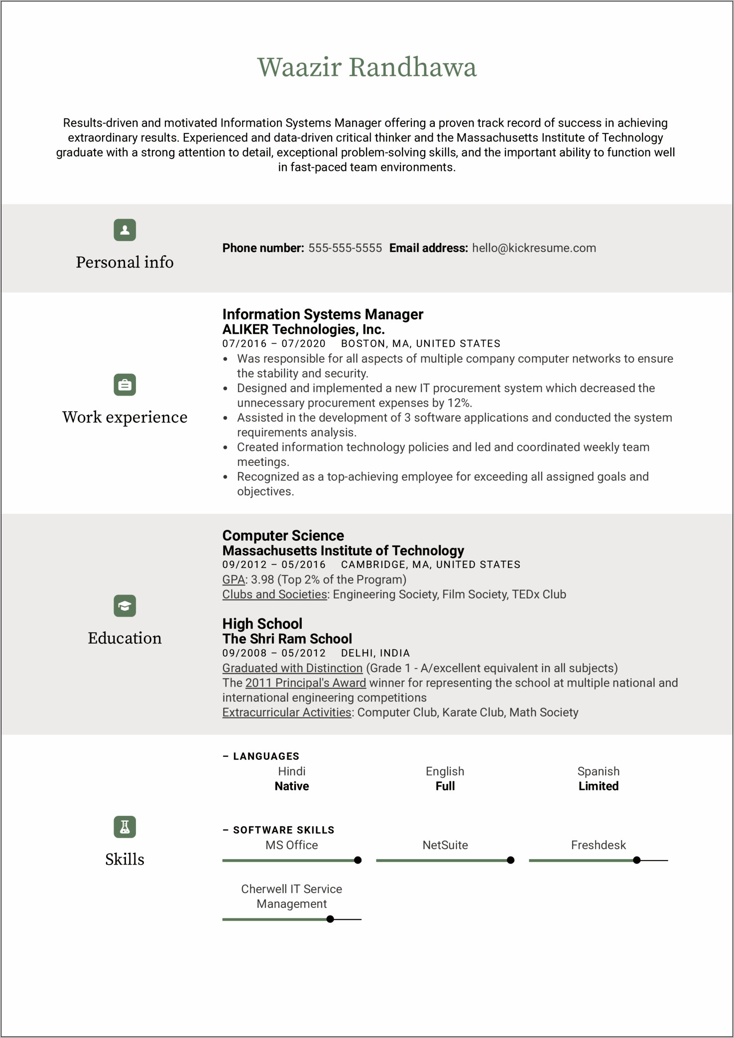 Sample Resumes For Systems Manager