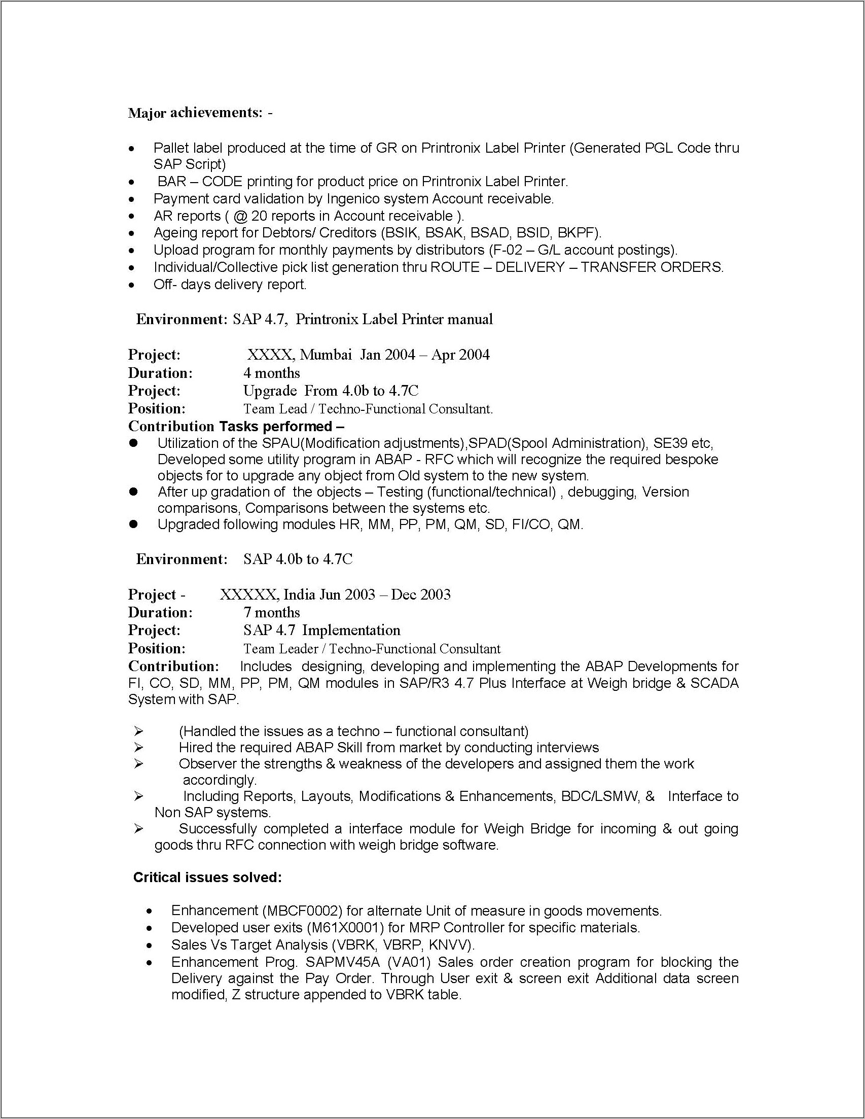 Sample Sd Technical Consultant Resume