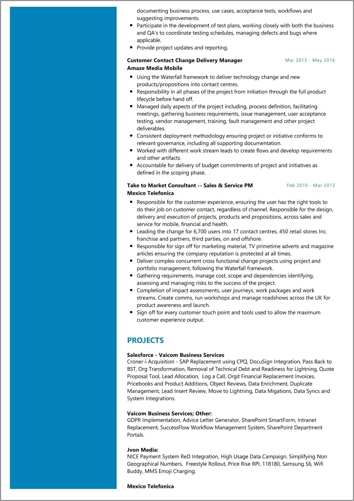 Sap Crm Project Manager Resume