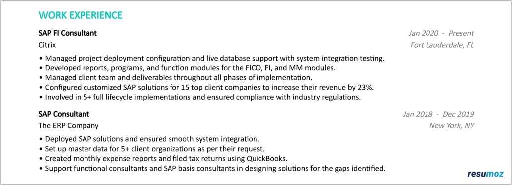 Sap Solution Manager Consultant Resume