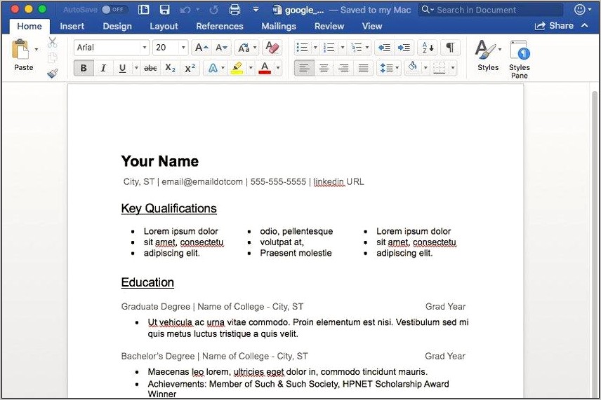 Skill In Microsoft Office Resume
