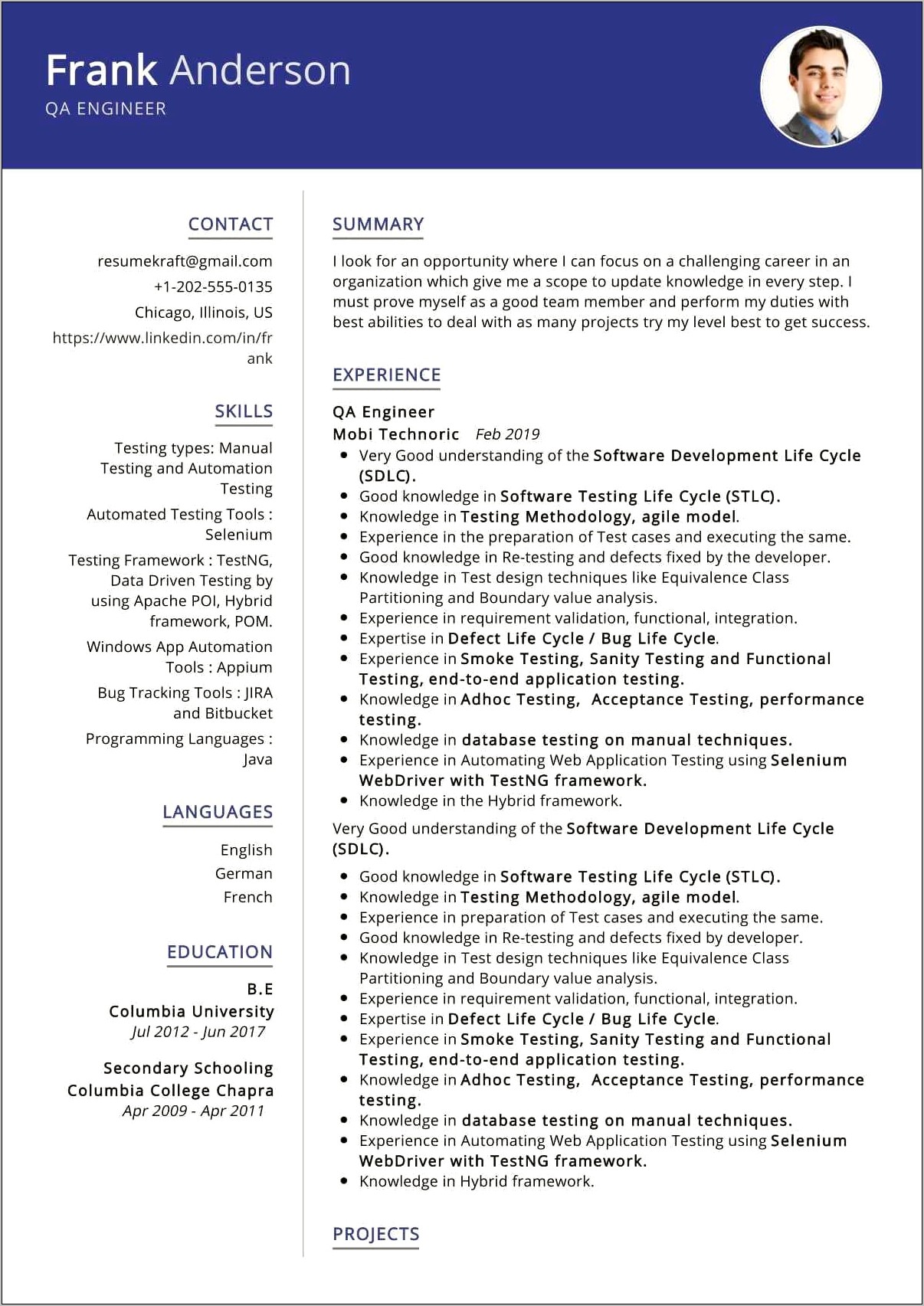 Software Qa Manager Resume Objective