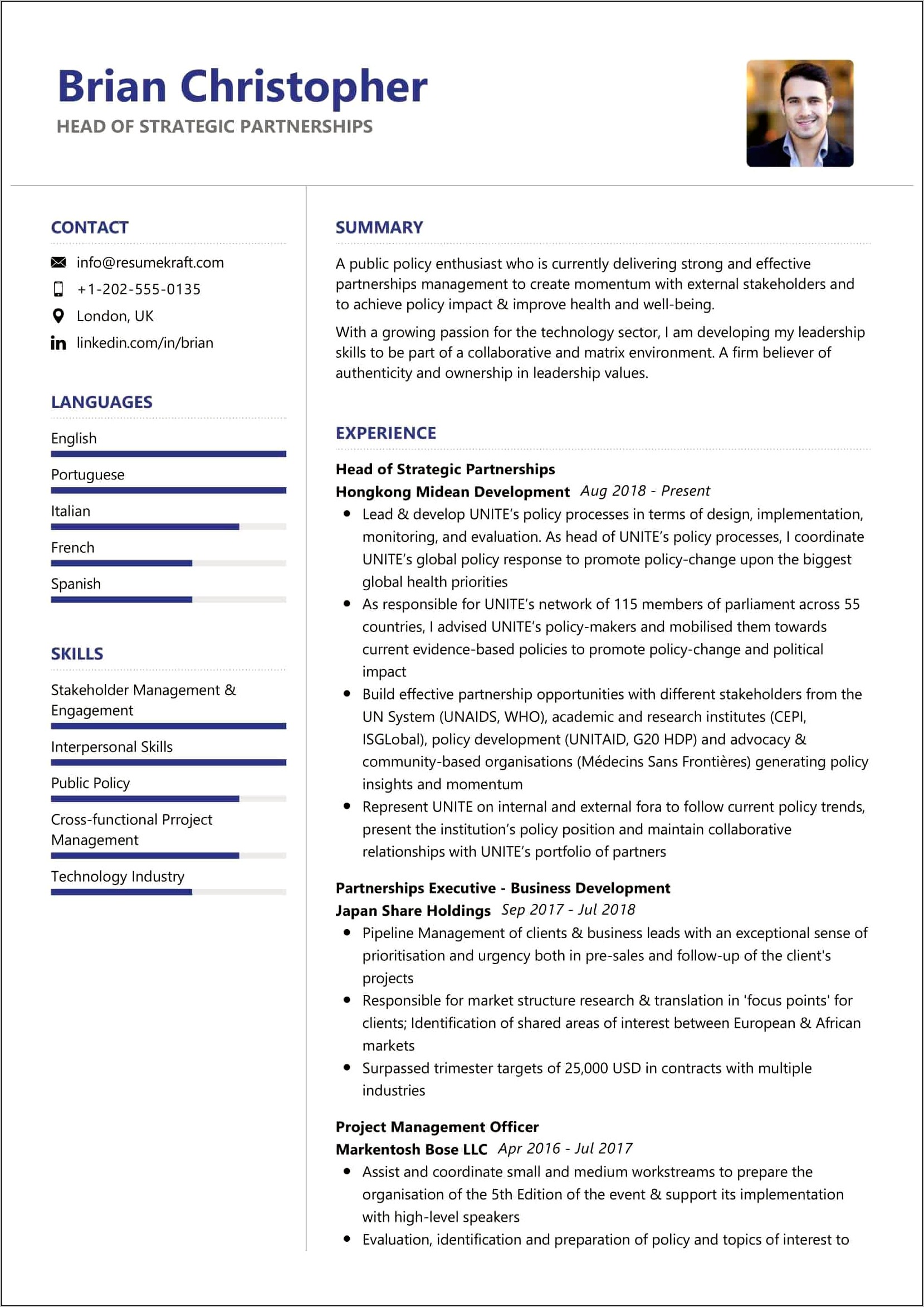Strategy & Development Associate Resume Samples