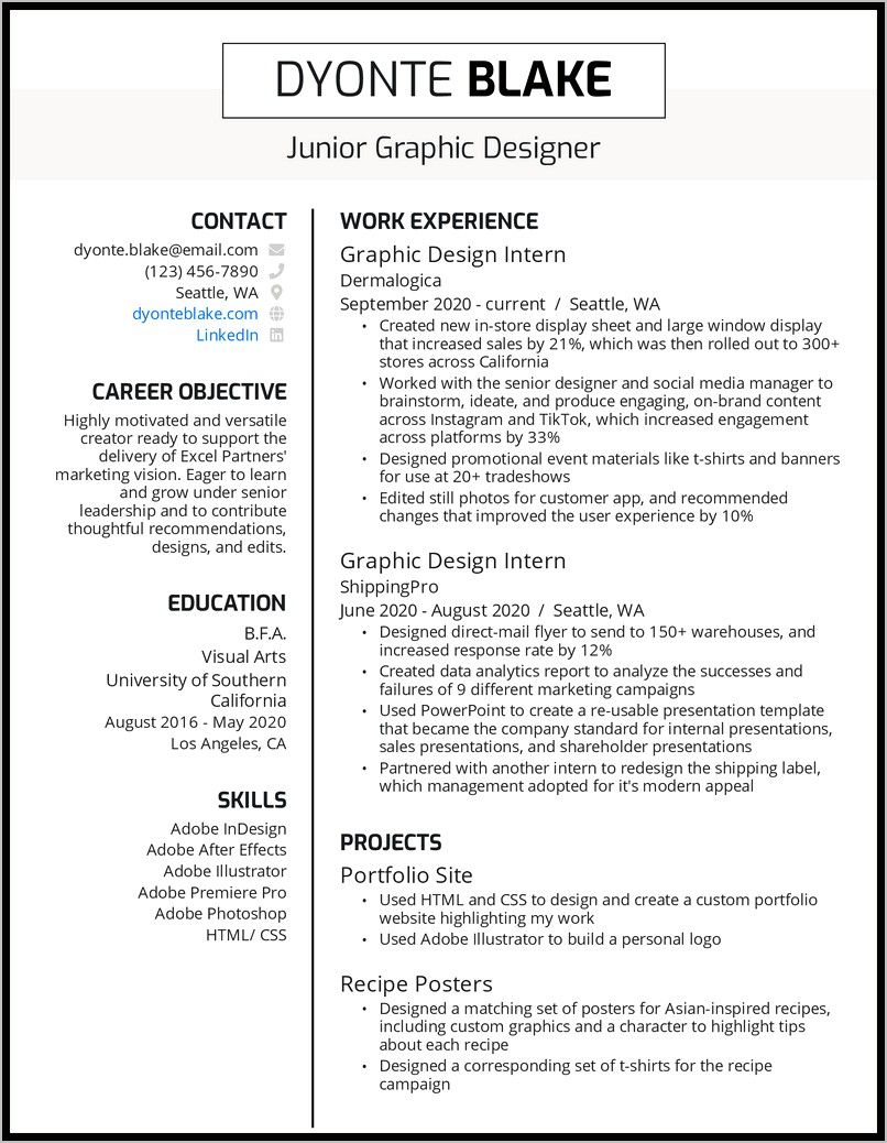 Stylish Graphic Designer Resume Skill