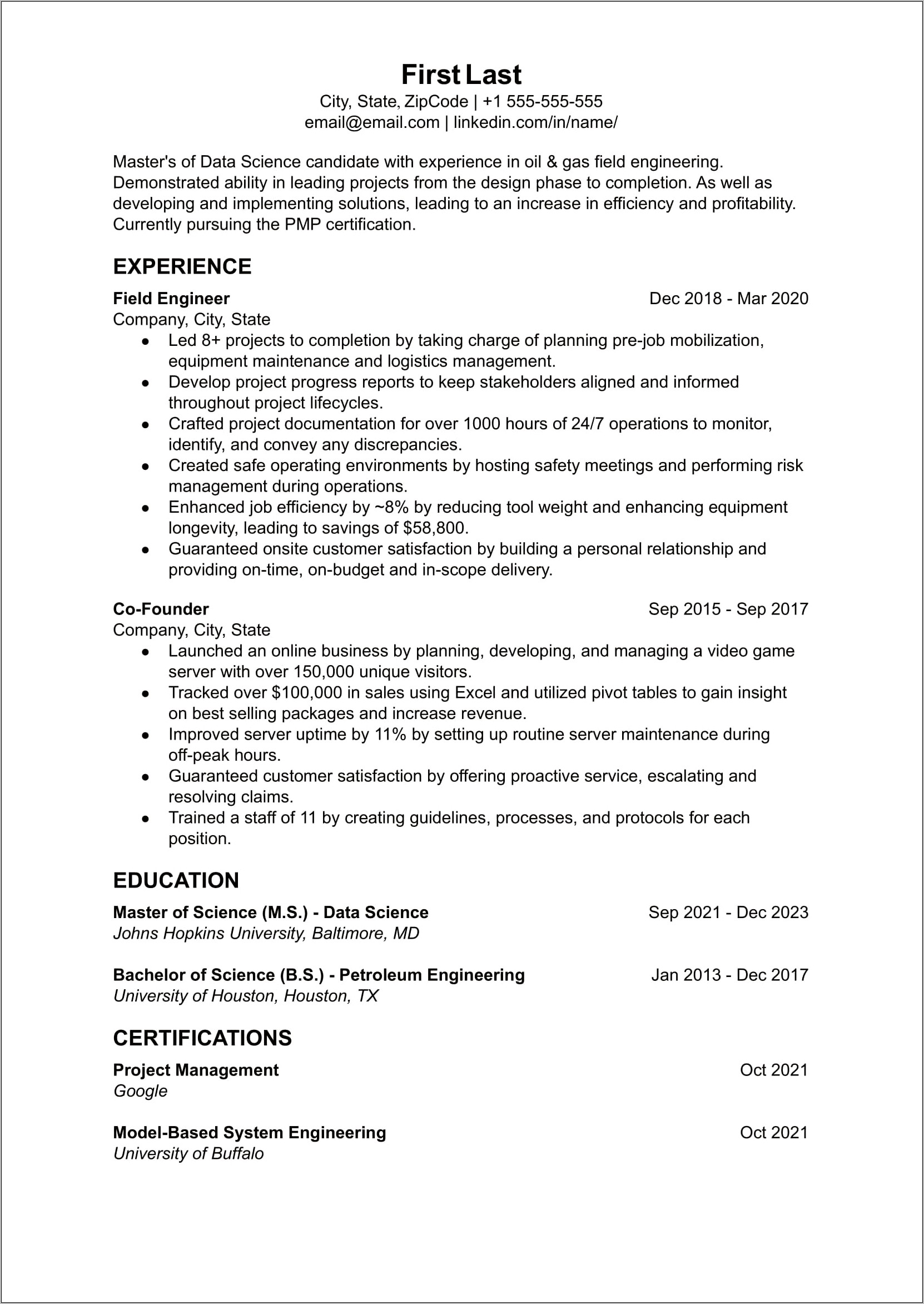 Systems Enigneer Project Manager Resume