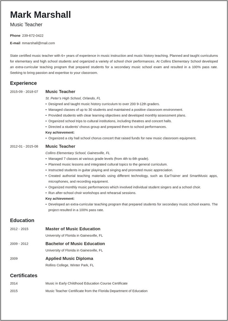 Teaching Resume With Other Jobs