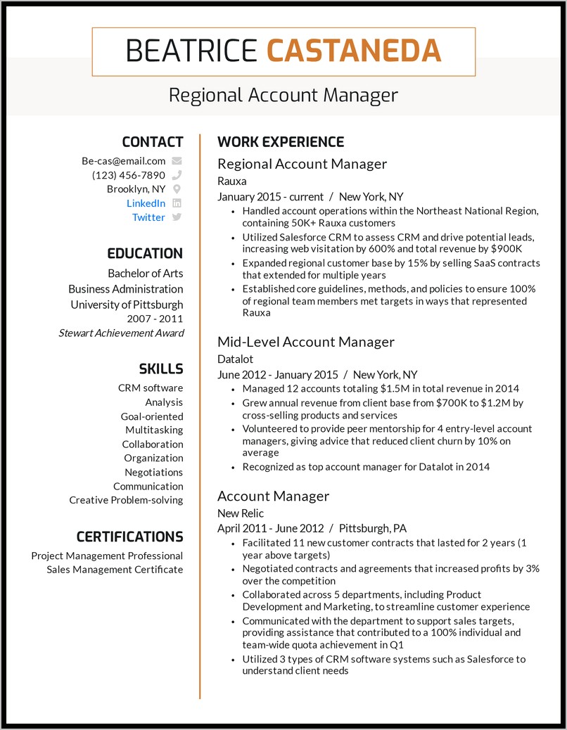Technical Sales Account Manager Resume