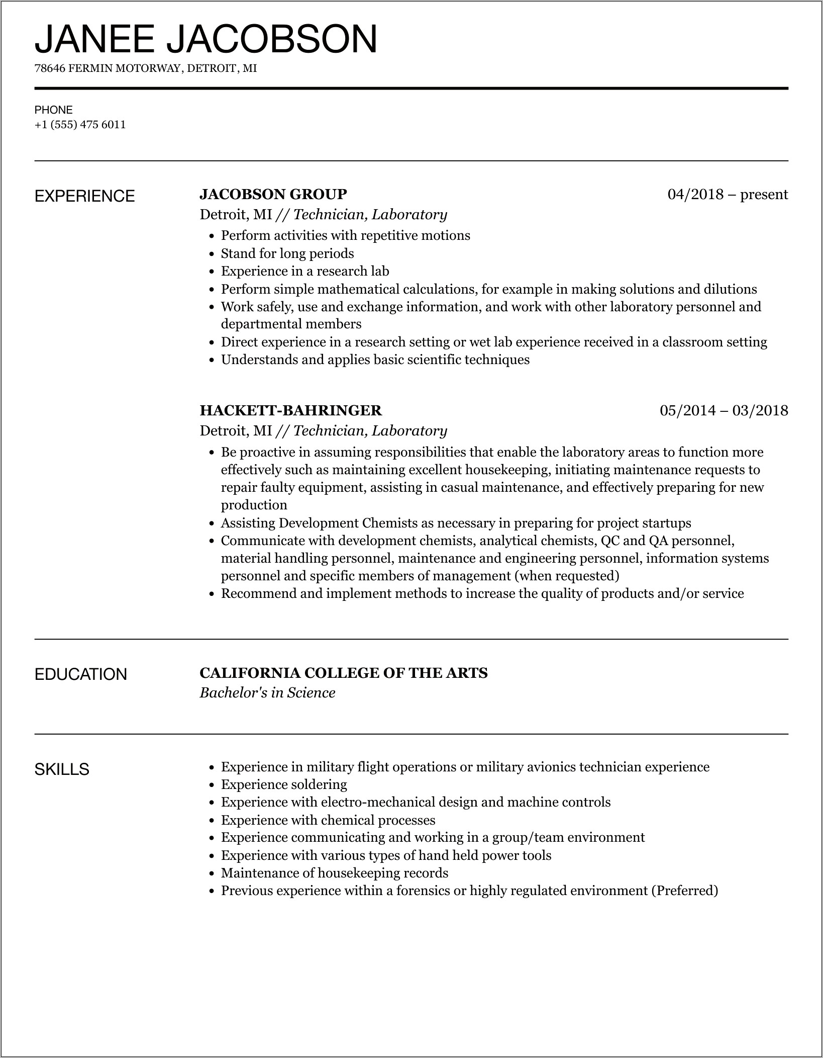 Tent Installer Job Description Resume