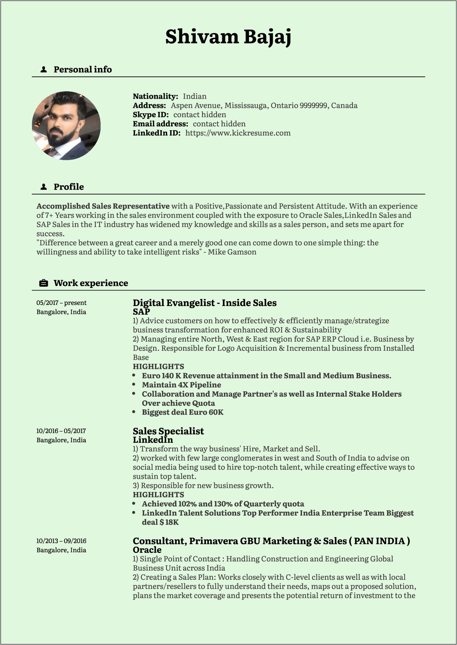 Territory Sales Manager Resume Examples